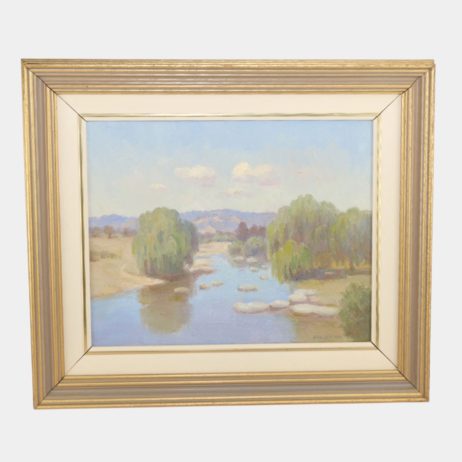 Erik Langker (Australian, 1898-1982) Scenic River Oil On Board Framed Painting (1 of 8)