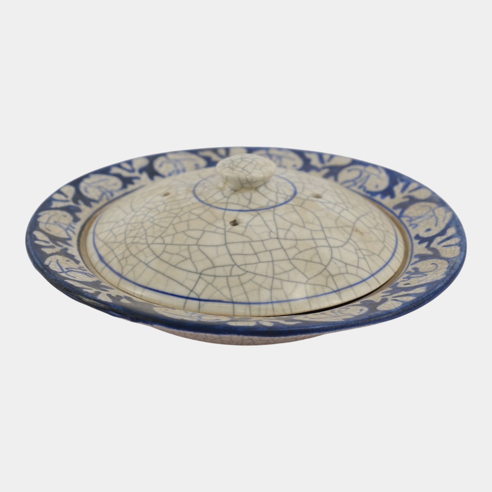 Dedham Pottery 1929-1943 Arts And Crafts Blue Rabbit Vented Casserole Bowl (1 of 7)