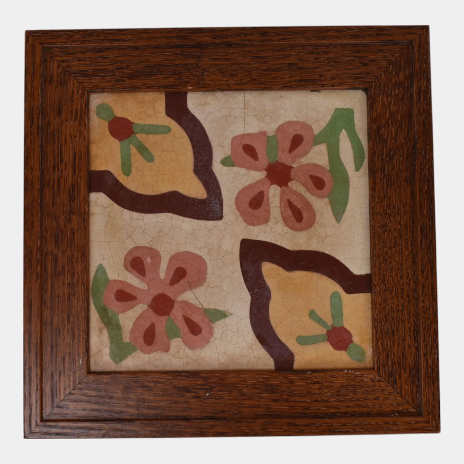 California LA Cubanita Pottery Framed Floral Tile (1 of 3)