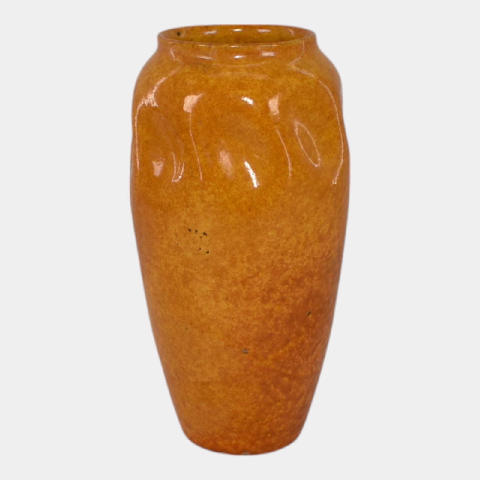 European Vintage Art Pottery Orange Dimpled Twist Vase (1 of 6)