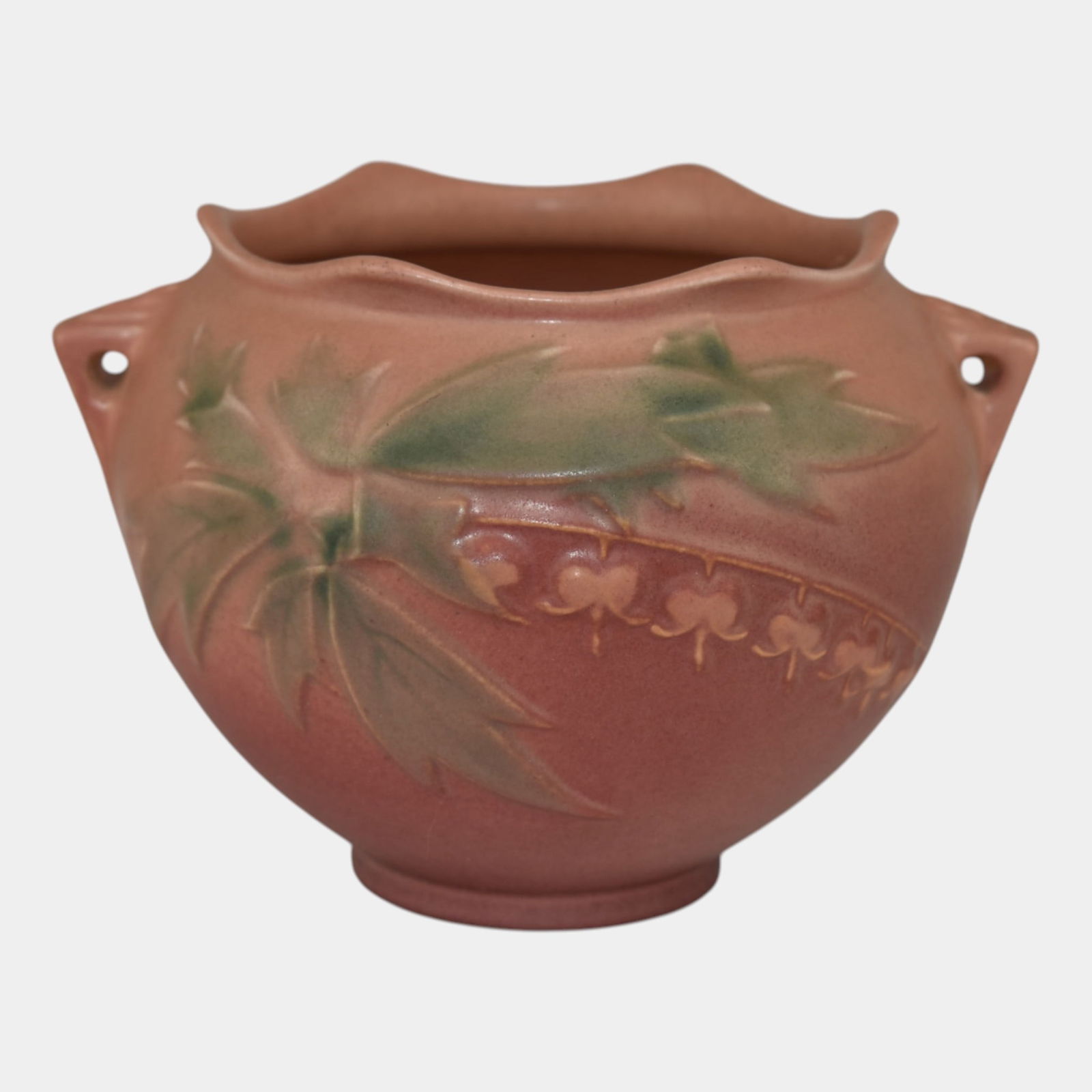 Roseville Pottery Bleeding Heart Pink 1940 Art Pottery Jardiniere Planter 651-4 (1 of 7)