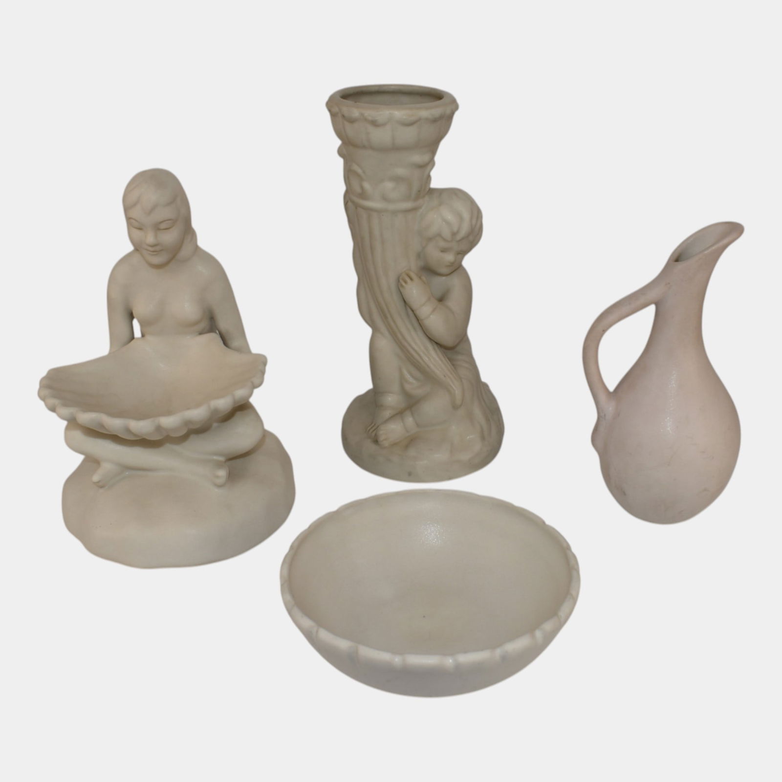 Van Briggle Vintage Art Pottery White Figural Vases Bowl Ewer (1 of 6)