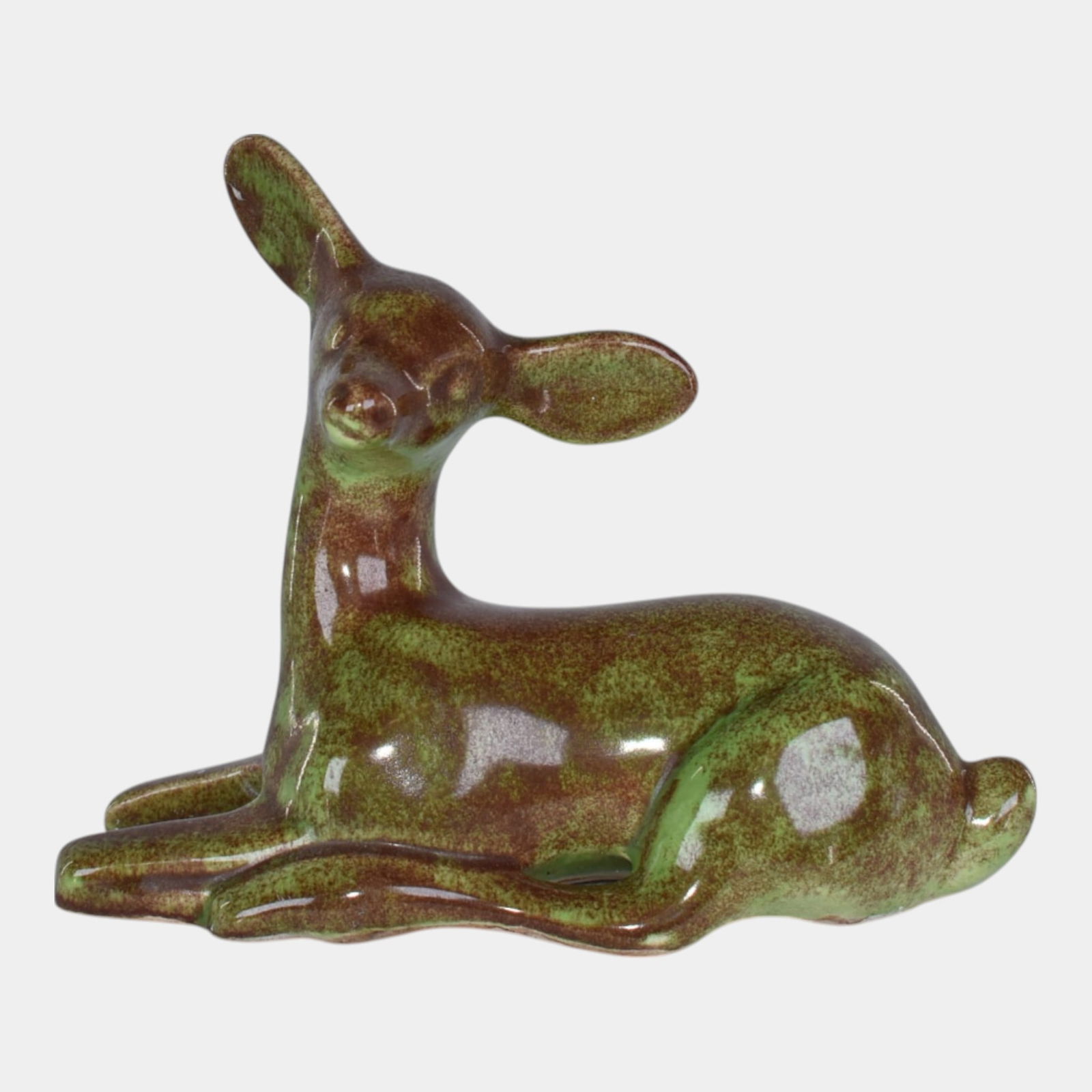 Vintage Pottery Green Brown Deer Figurine: Professional, fast, and affordable in house shipping available for all items. Vintage Pottery Green Brown Deer Figurine Excellent original condition. No damage or repair of any kind. Figurine is 4" t