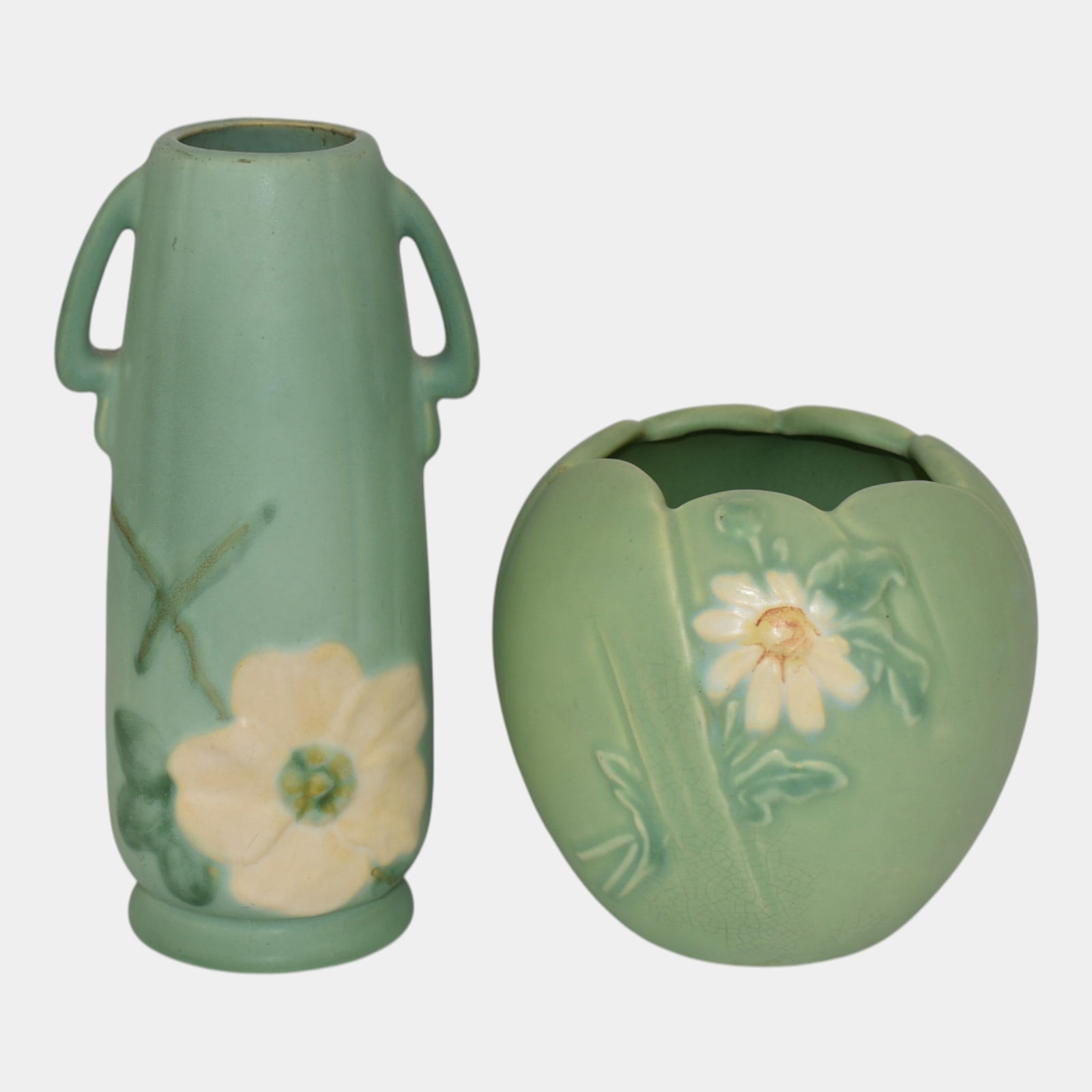 Weller Pattern Year Vintage Art Pottery Green Ceramic Vases (1 of 6)