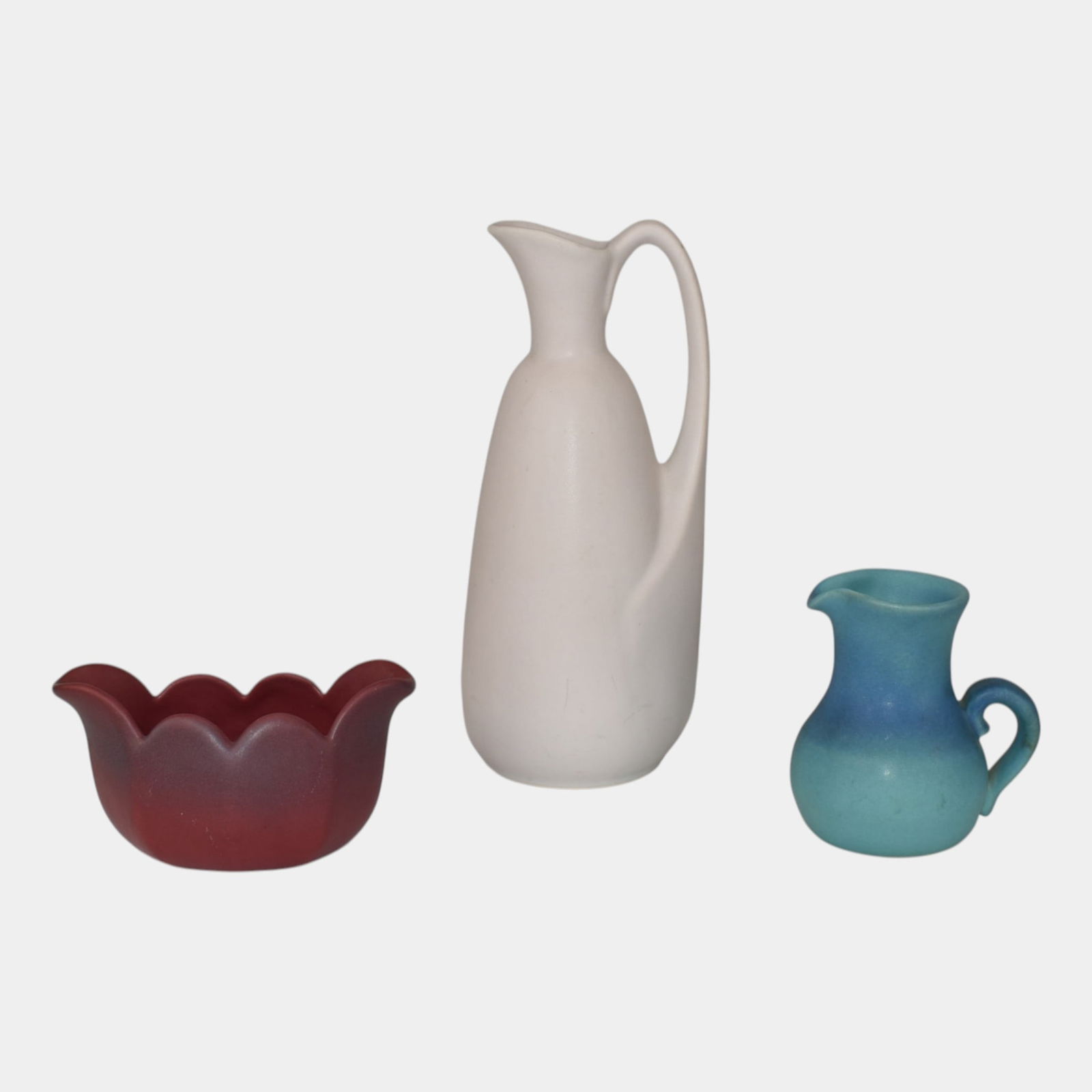 Van Briggle Vintage Arts And Crafts Blue Pitcher White Ewer And Mulberry Bowl (1 of 6)