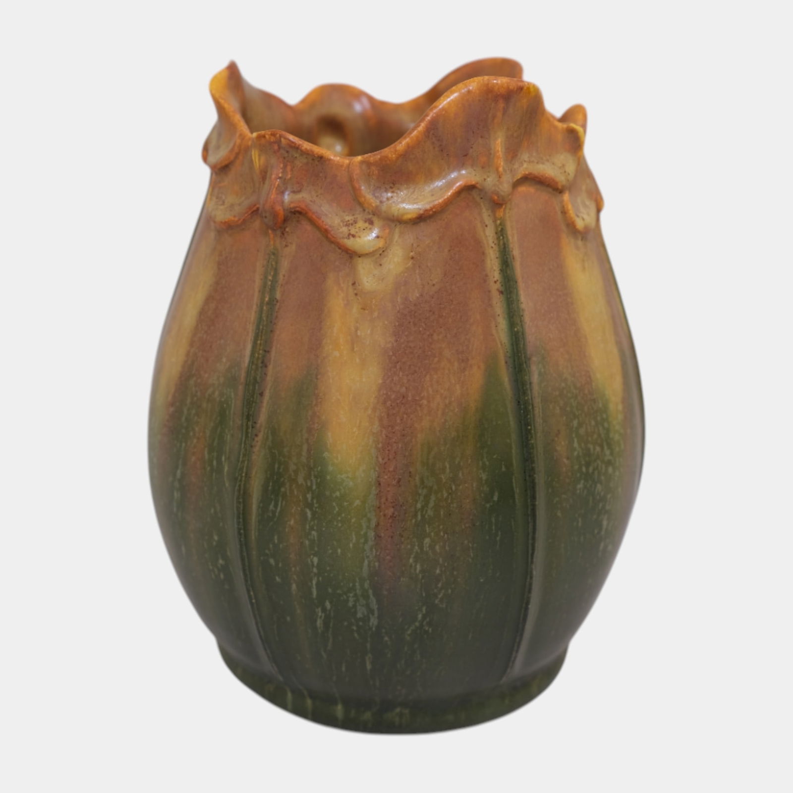 Ephraim Faience Hand Made Pottery Autumn Ginkgo Vase 518 (1 of 6)