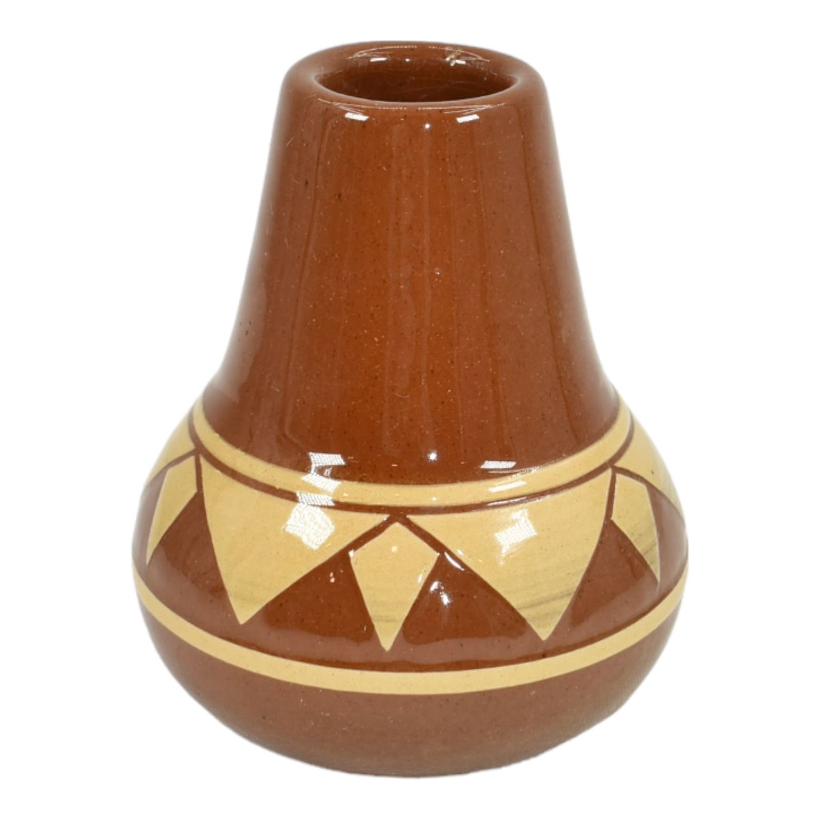 Pine Ridge Sioux Dakota Pottery Hand Made Geometric Design Brown Vase Cottier (1 of 6)