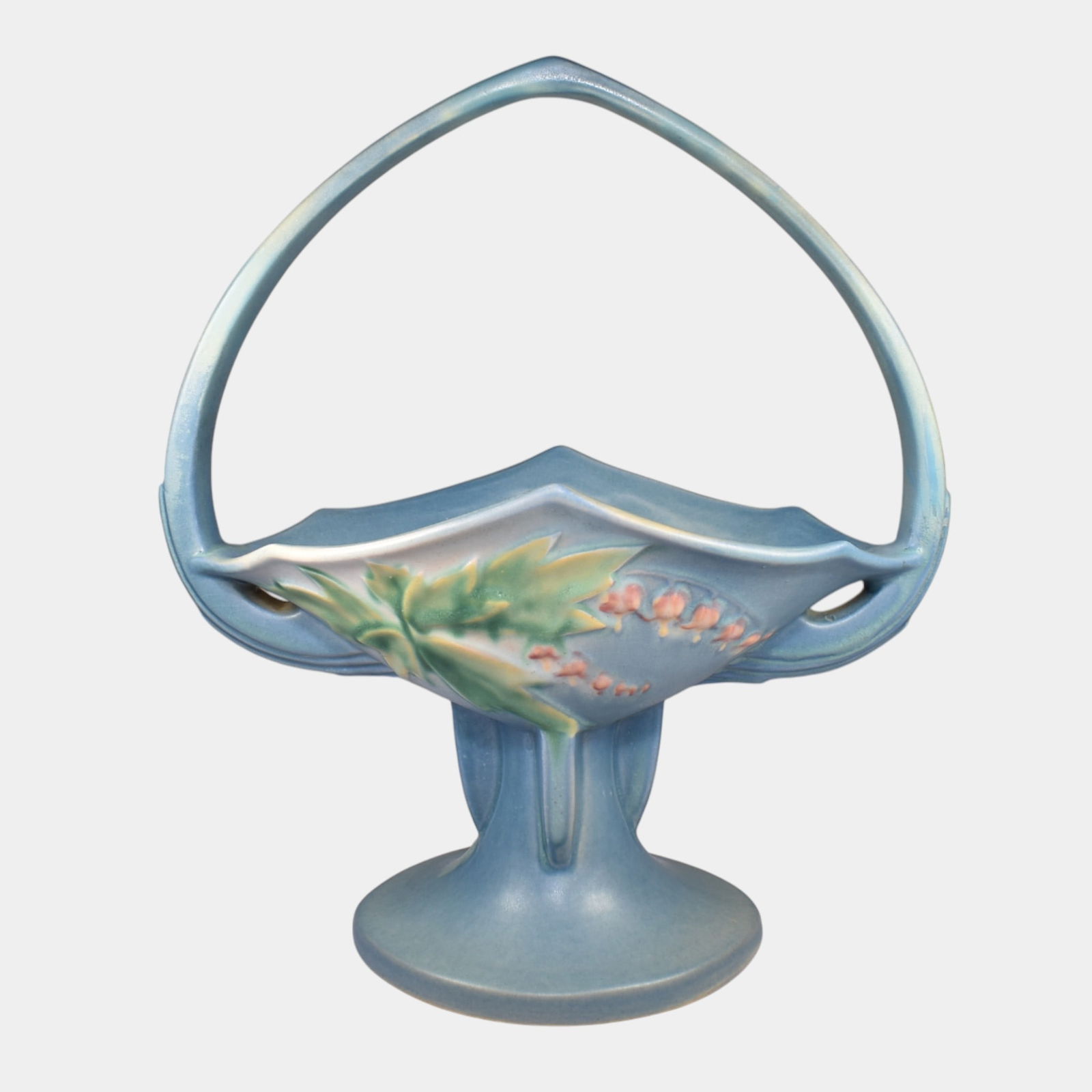 Roseville Bleeding Heart Blue 1940 Vintage Art Deco Pottery Basket 361-12 (1 of 7)