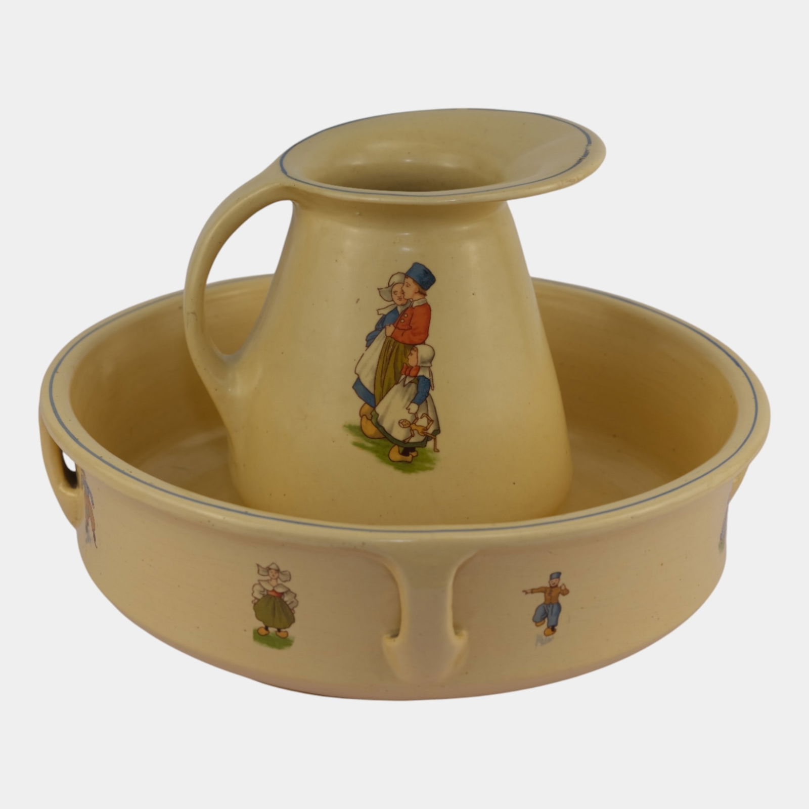 Roseville Creamware Dutch 1900s Vintage Art Pottery Large Pitcher & Bowl: Professional, fast, and affordable in house shipping available for all items. Roseville Creamware Dutch 1900s Vintage Art Pottery Large Pitcher & Bowl Roseville Pottery Dutch line wash set with pitch