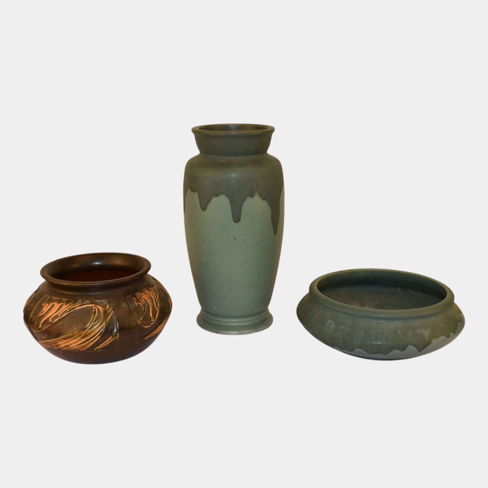 Roseville Rosecraft Panel Carnelian I Pottery Vase Bowls (1 of 8)