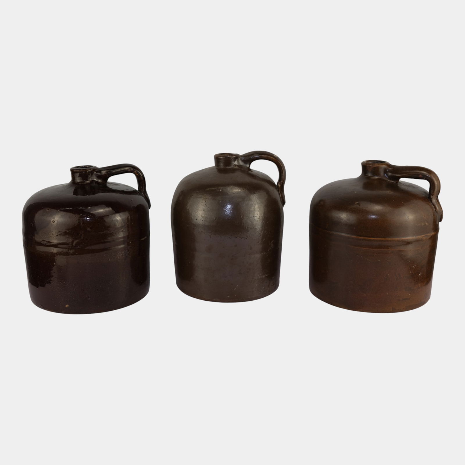 Vintage Art Pottery Lot Of 3 Brown Stoneware Jugs (1 of 3)