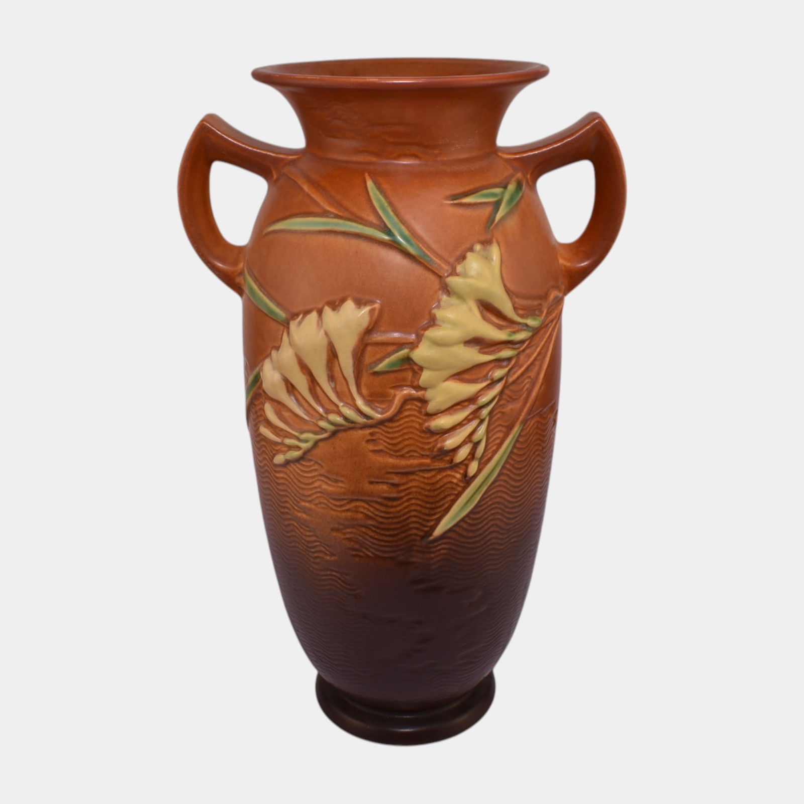 Roseville Freesia Vintage Art Pottery Ceramic Handled Large 15" Vase (1 of 4)