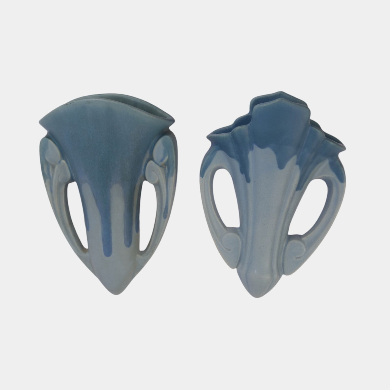 Roseville Carnelian I Blue 1926 Pottery Wall Pockets 1248-8 1246-7 (1 of 6)