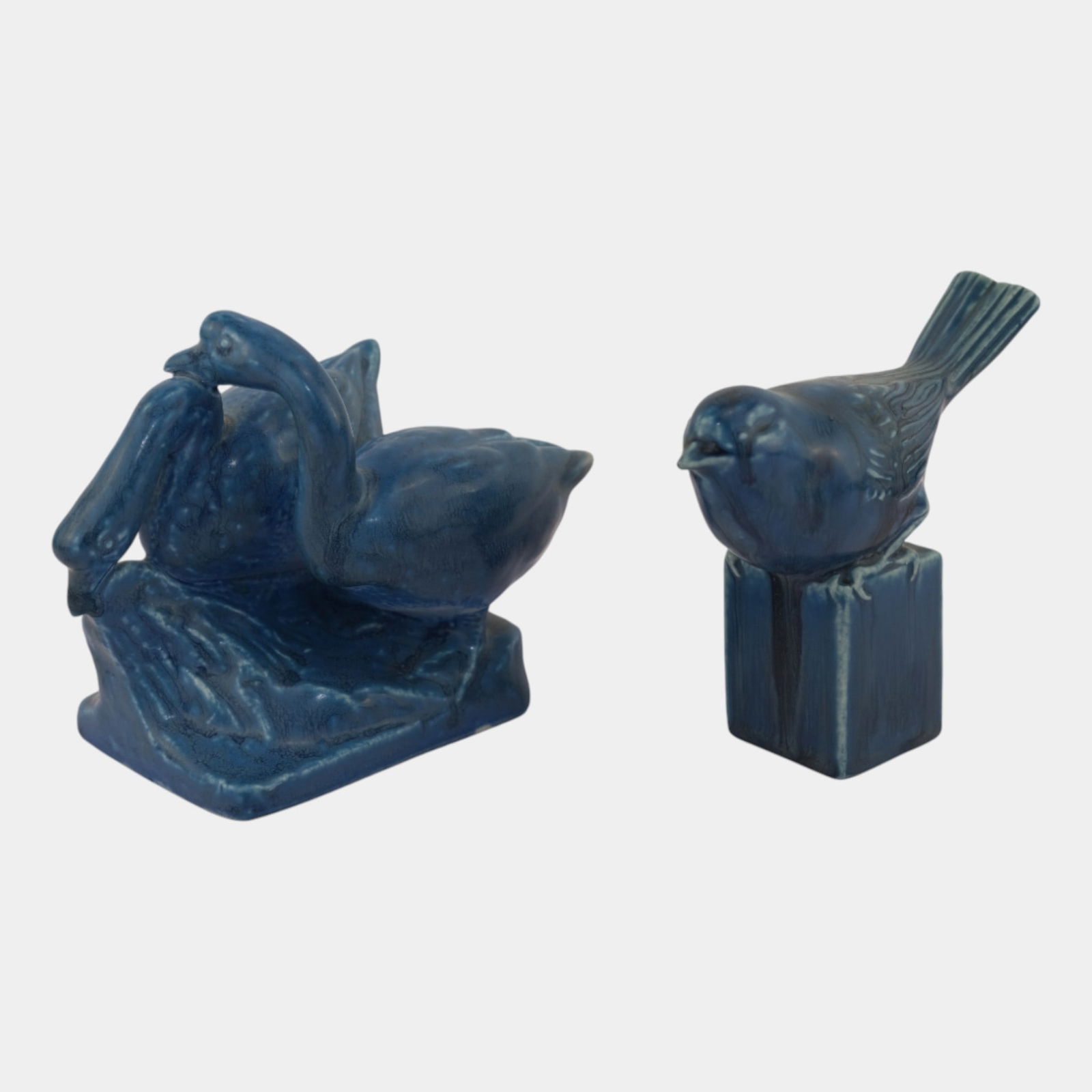 Rookwood Blue Two Bird Goose Paperweight Figurines 1855 6383 (1 of 4)