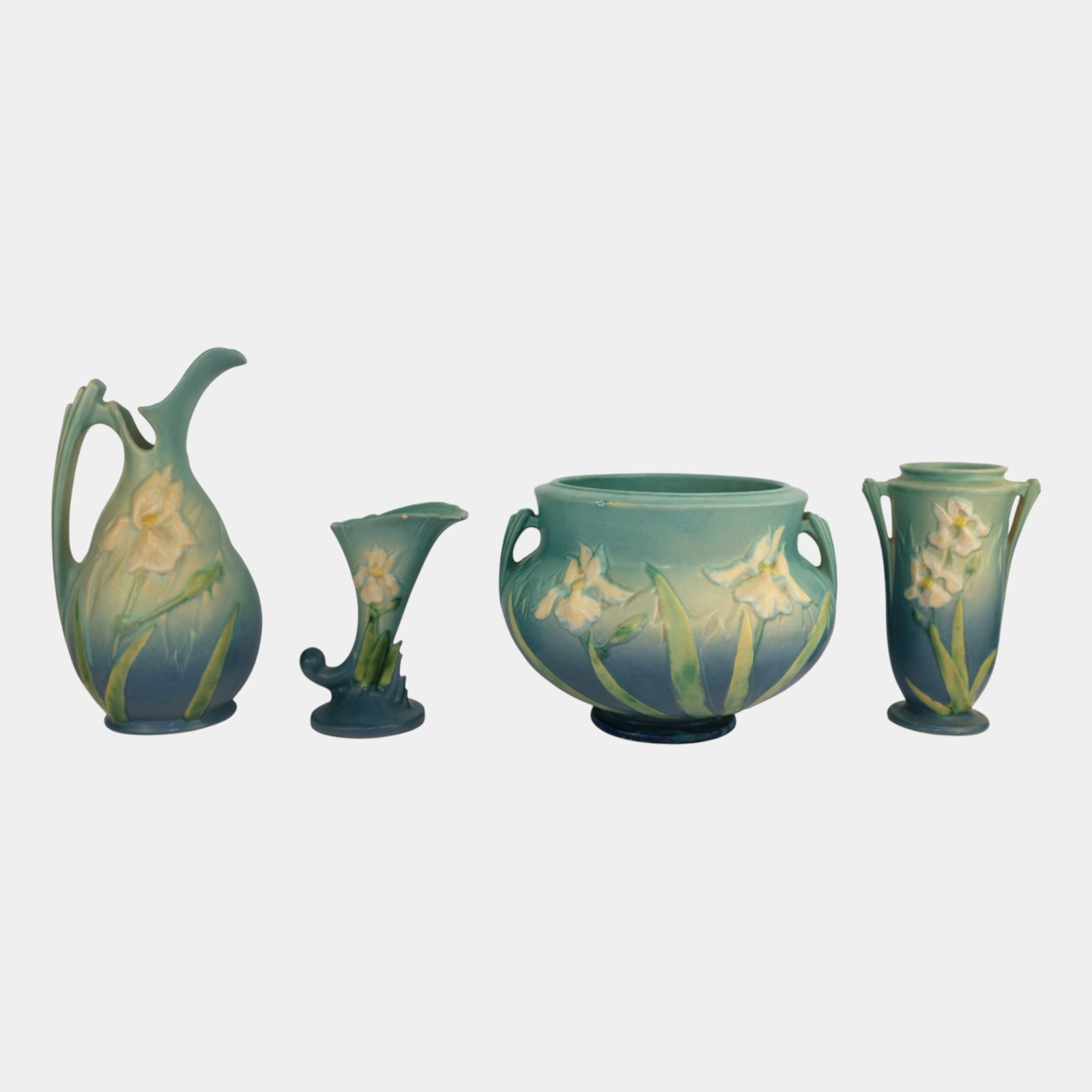 Roseville Iris Art Pottery Jardiniere Cornucopia Vase Ewer (1 of 7)