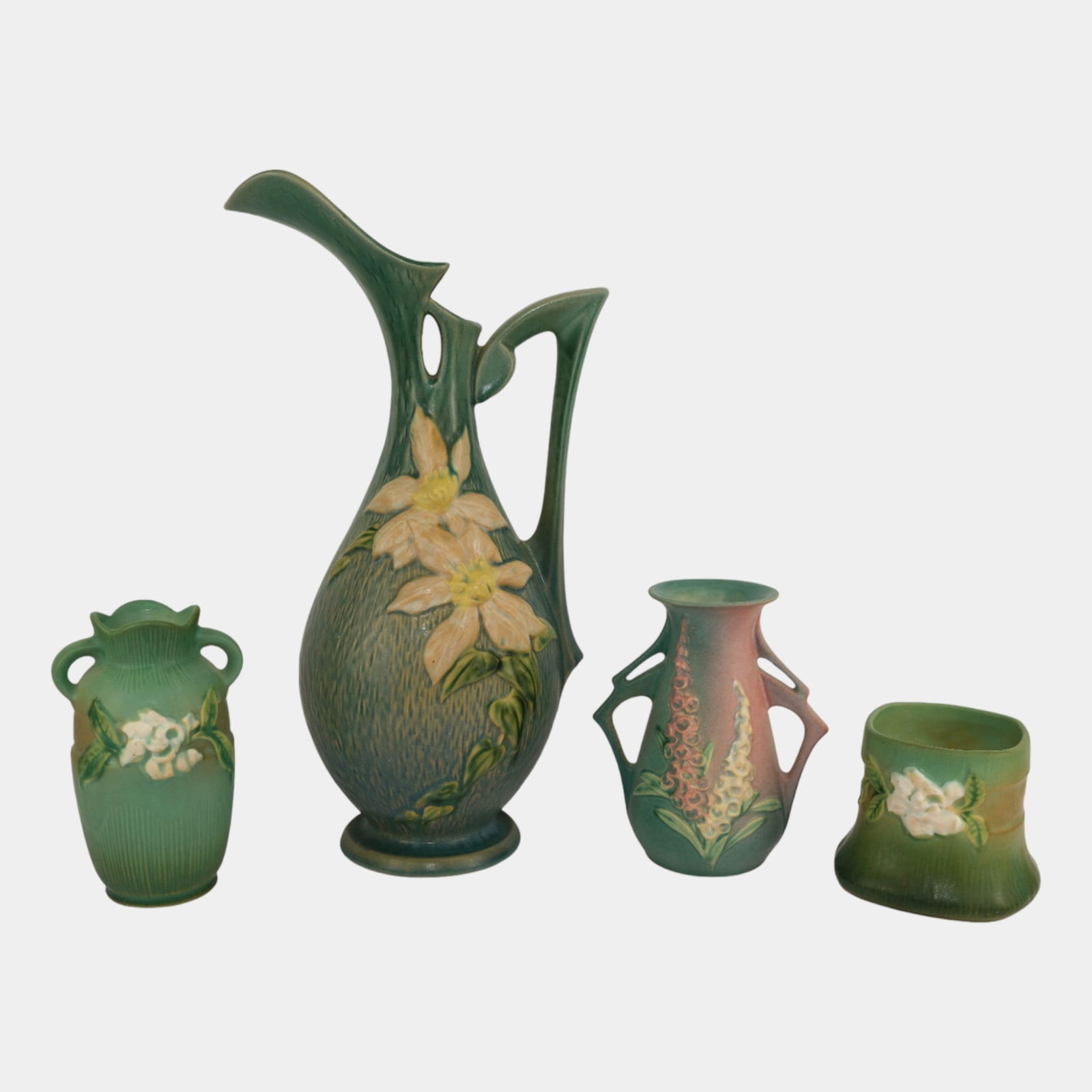 Roseville Clematis Foxglove Gardenia Ewer Vases (1 of 5)