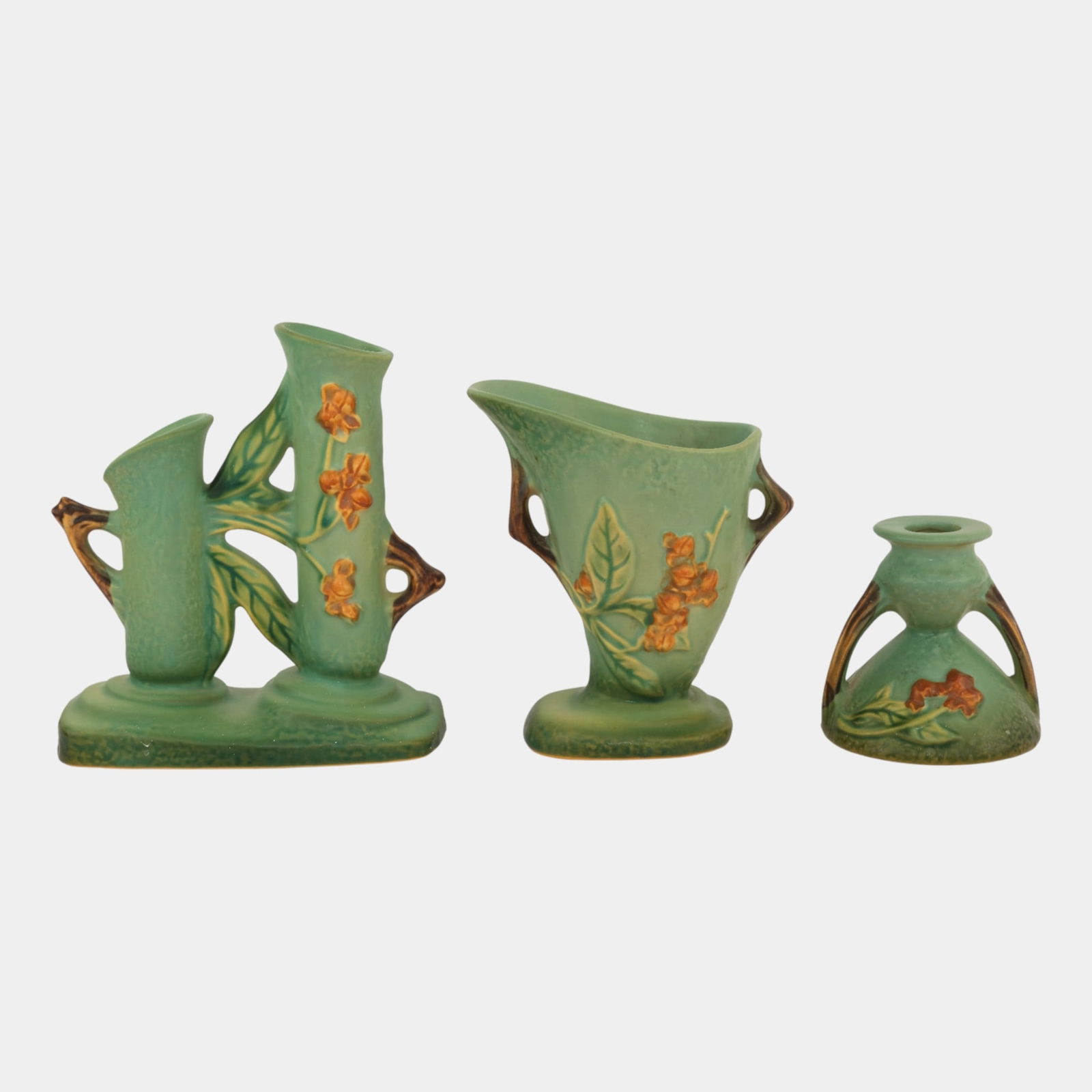Roseville Bittersweet Vase Candle Holder Double Bud Vase (1 of 3)