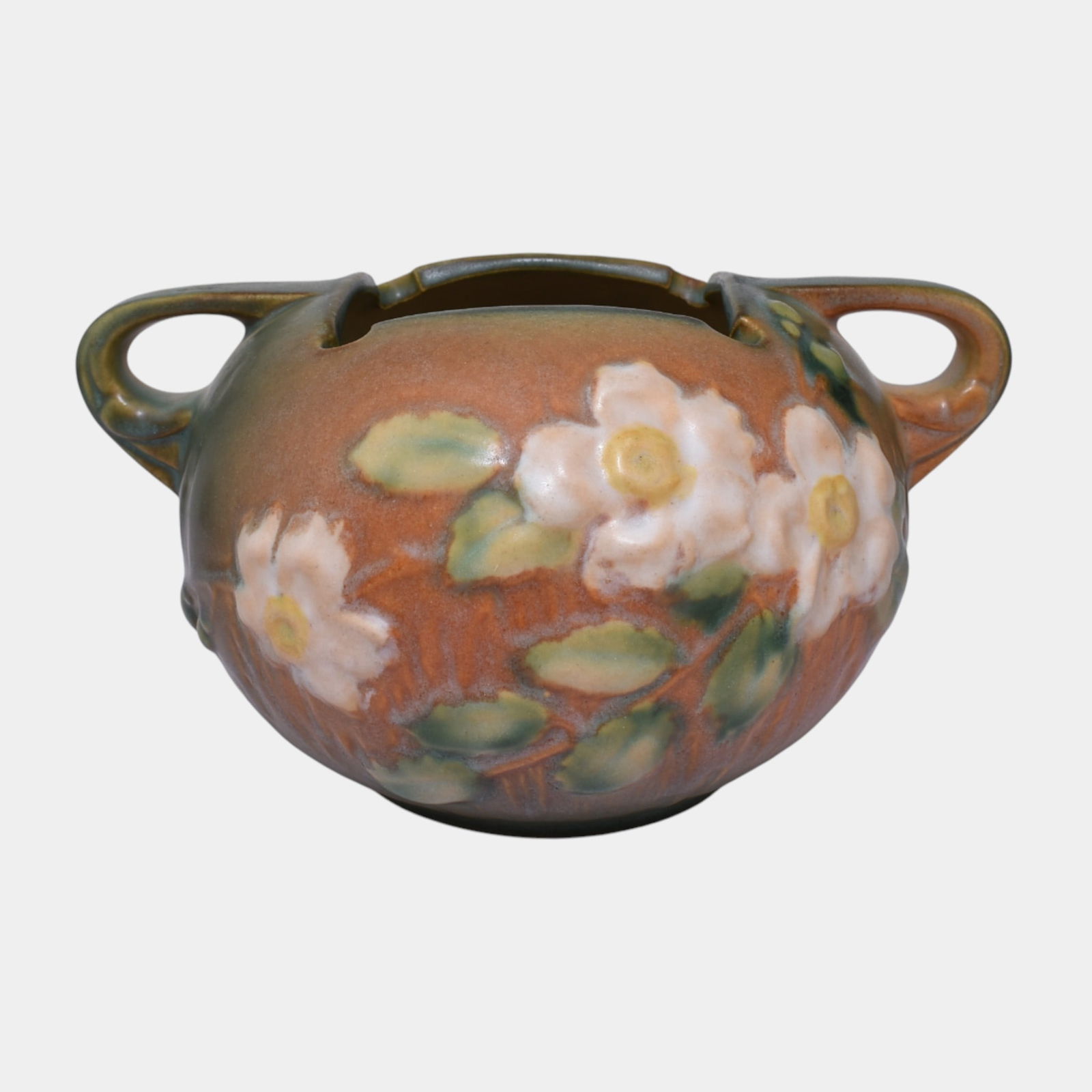 Roseville White Rose Brown 1940 Vintage Mid Century Modern Pottery Bowl 387-4: Professional, fast, and affordable in house shipping available for all items. Roseville White Rose Brown 1940 Vintage Mid Century Modern Pottery Bowl 387-4 Excellent original condition. No chips, cra