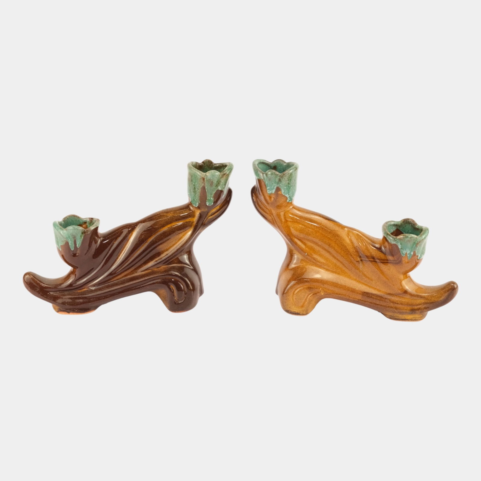 Anna Van Briggle Set of 2 Double Candle Holders (1 of 3)