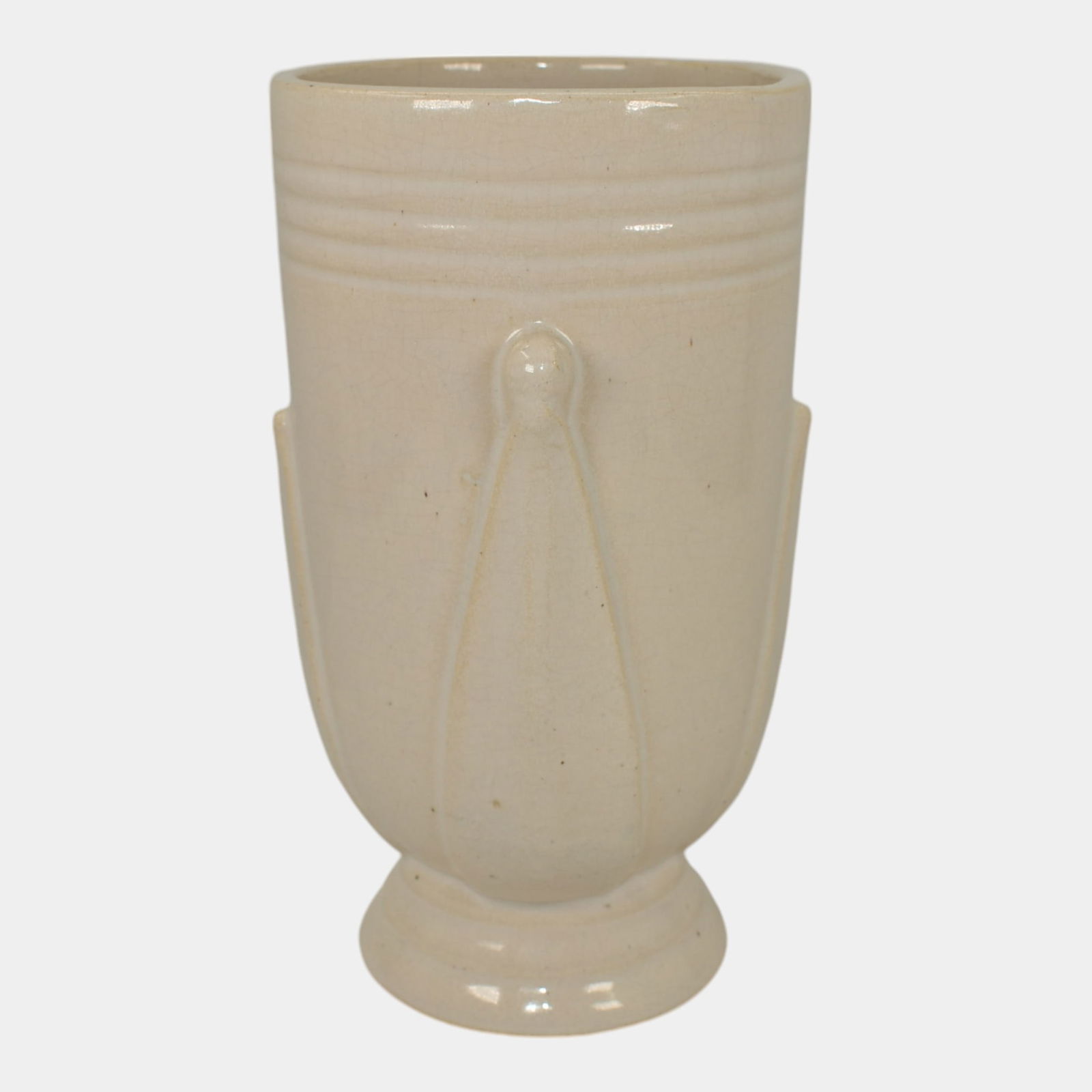 Vintage Art Deco Pottery Ceramic White Vase (1 of 6)