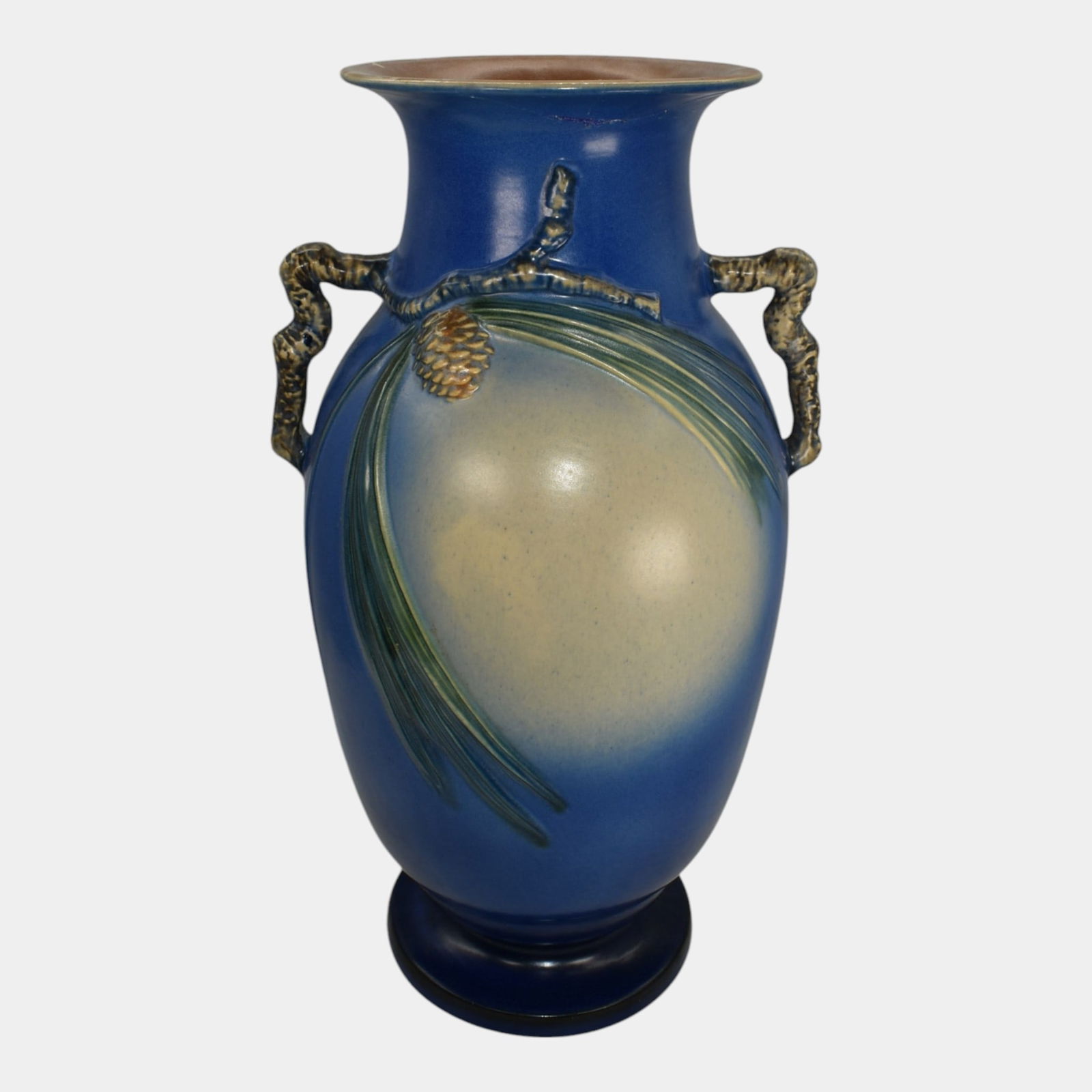 Roseville Pine Cone Blue Pottery Large Floor Vase 913-18 (1 of 6)