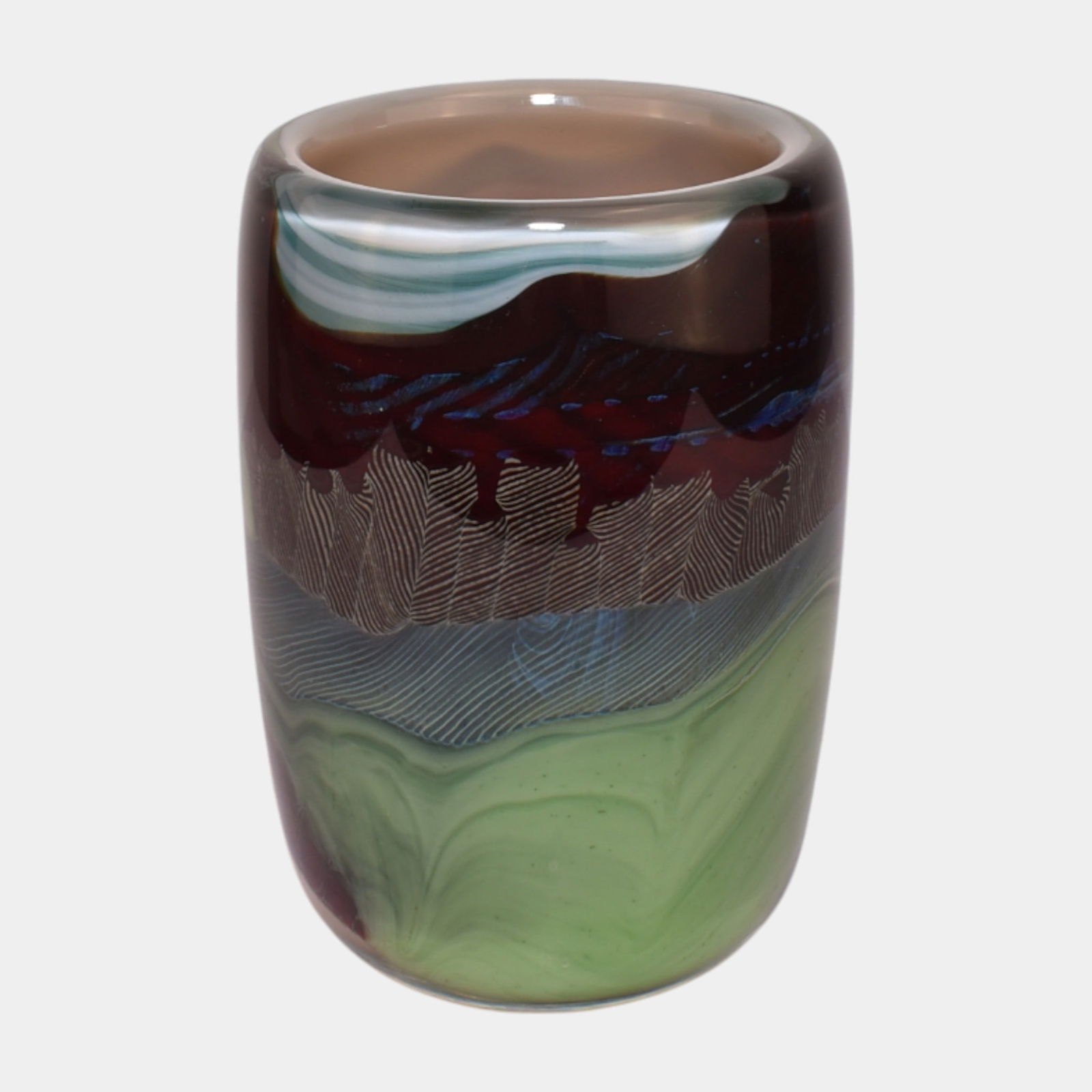 Vintage Artist Signed 1988 Thick Walled Red Green Swirl Art Glass Vase: Professional, fast, and affordable in house shipping available for all items. Vintage Artist Signed 1988 Thick Walled Red Green Swirl Art Glass Vase Excellent condition. Age related wear. Vase is 6 1