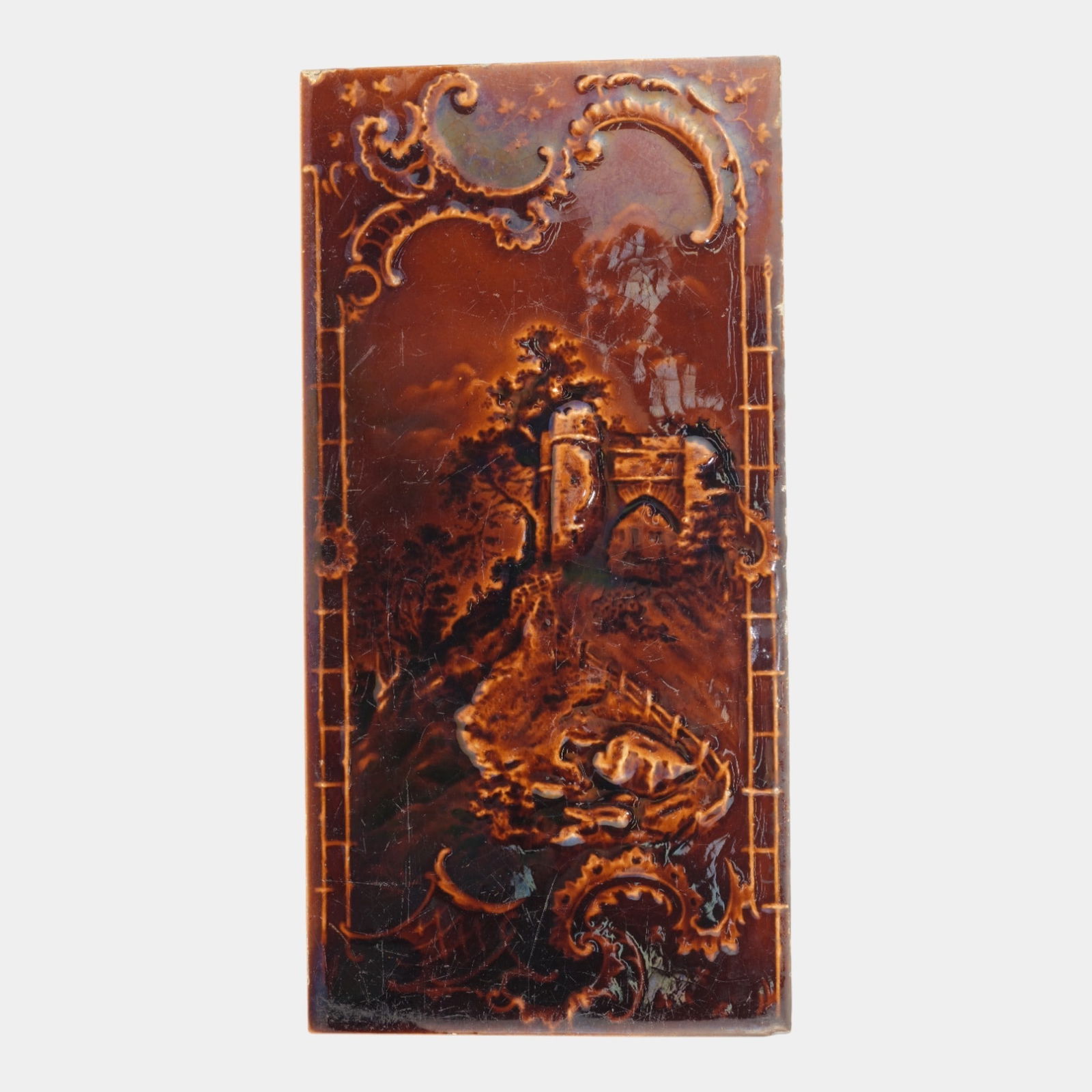 Minton 19th Century English Brown Gateway At Winchelsea Scenic Art Pottery Tile (1 of 6)