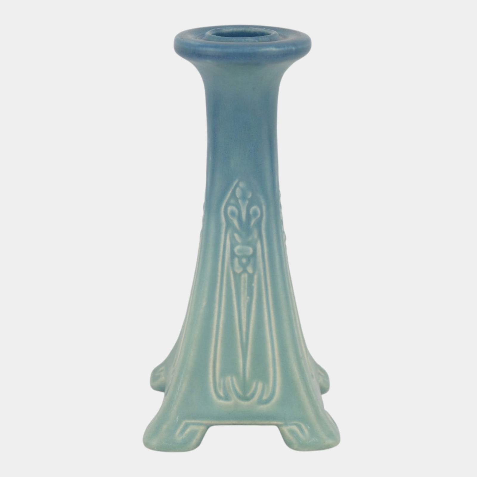 Rookwood 1920 Vintage Art Pottery Blue Fade Art Nouveau Candle Holder 1635 (1 of 8)