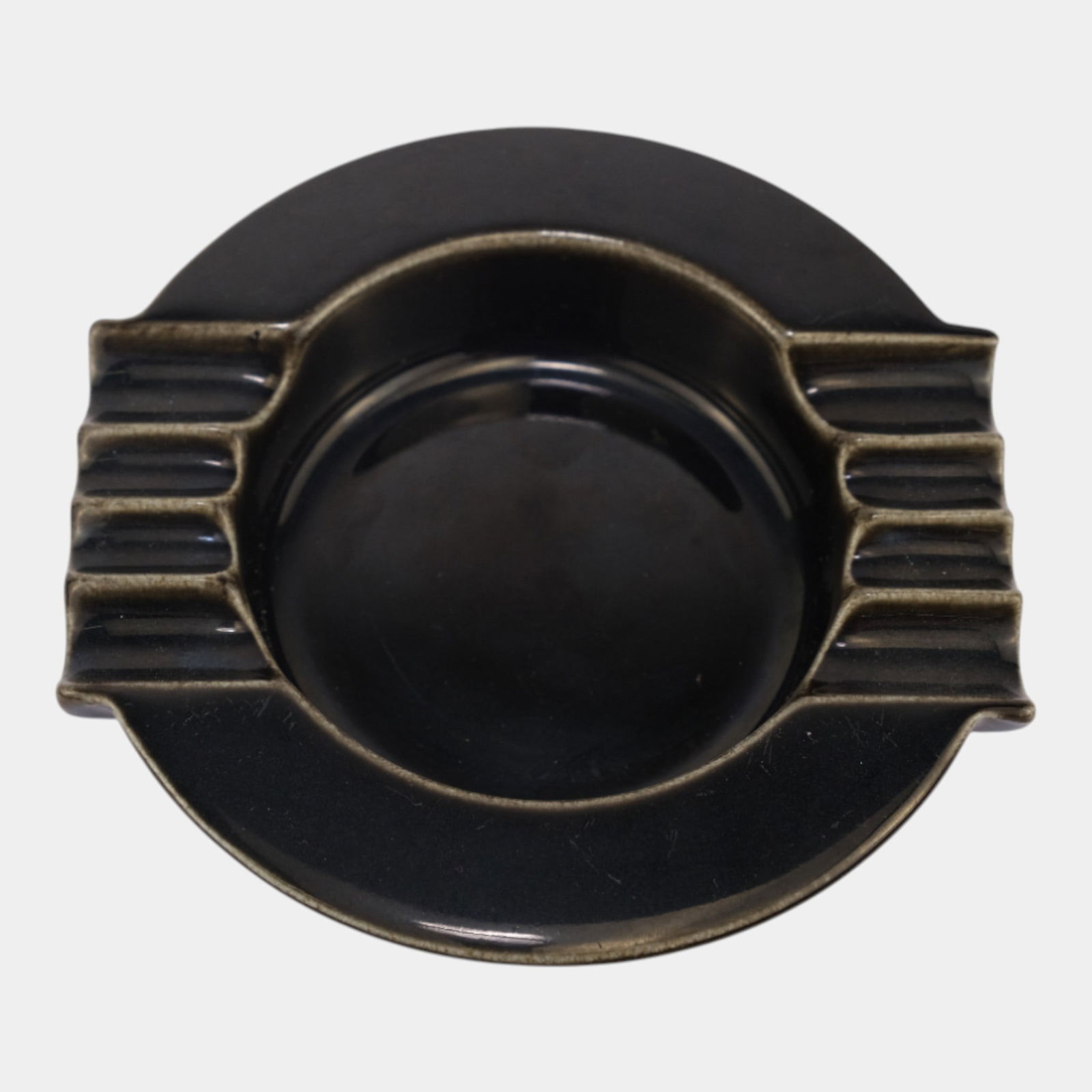 Rookwood Art Pottery 1931 Art Deco Streamlined High Glaze Black Ashtray 6222 (1 of 6)