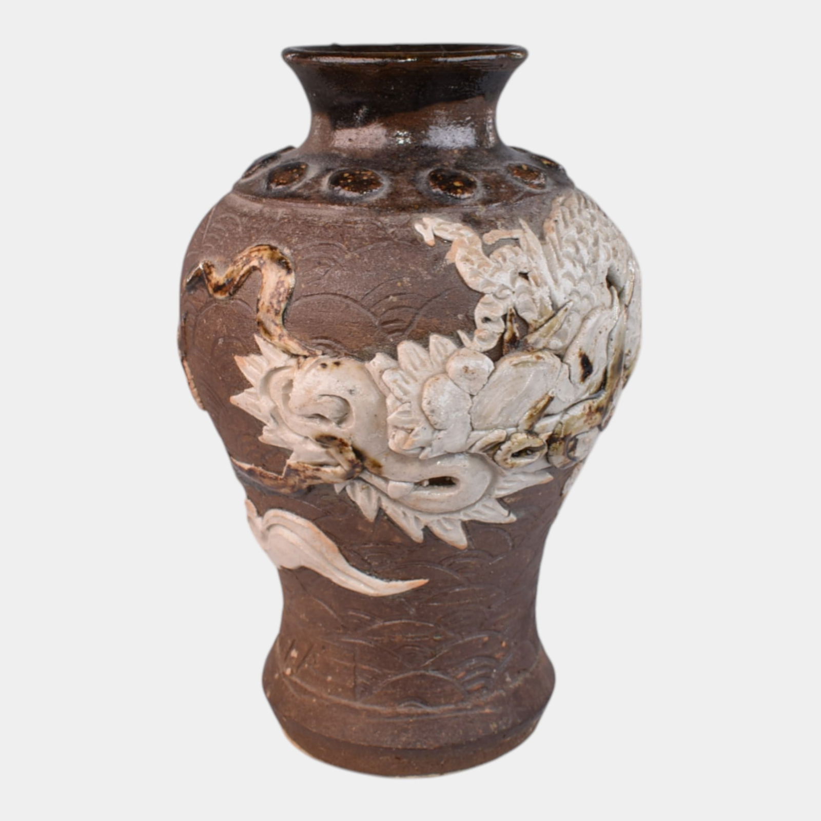 Japanese Okinawa Vintage Art Pottery Dragon Vase (1 of 8)