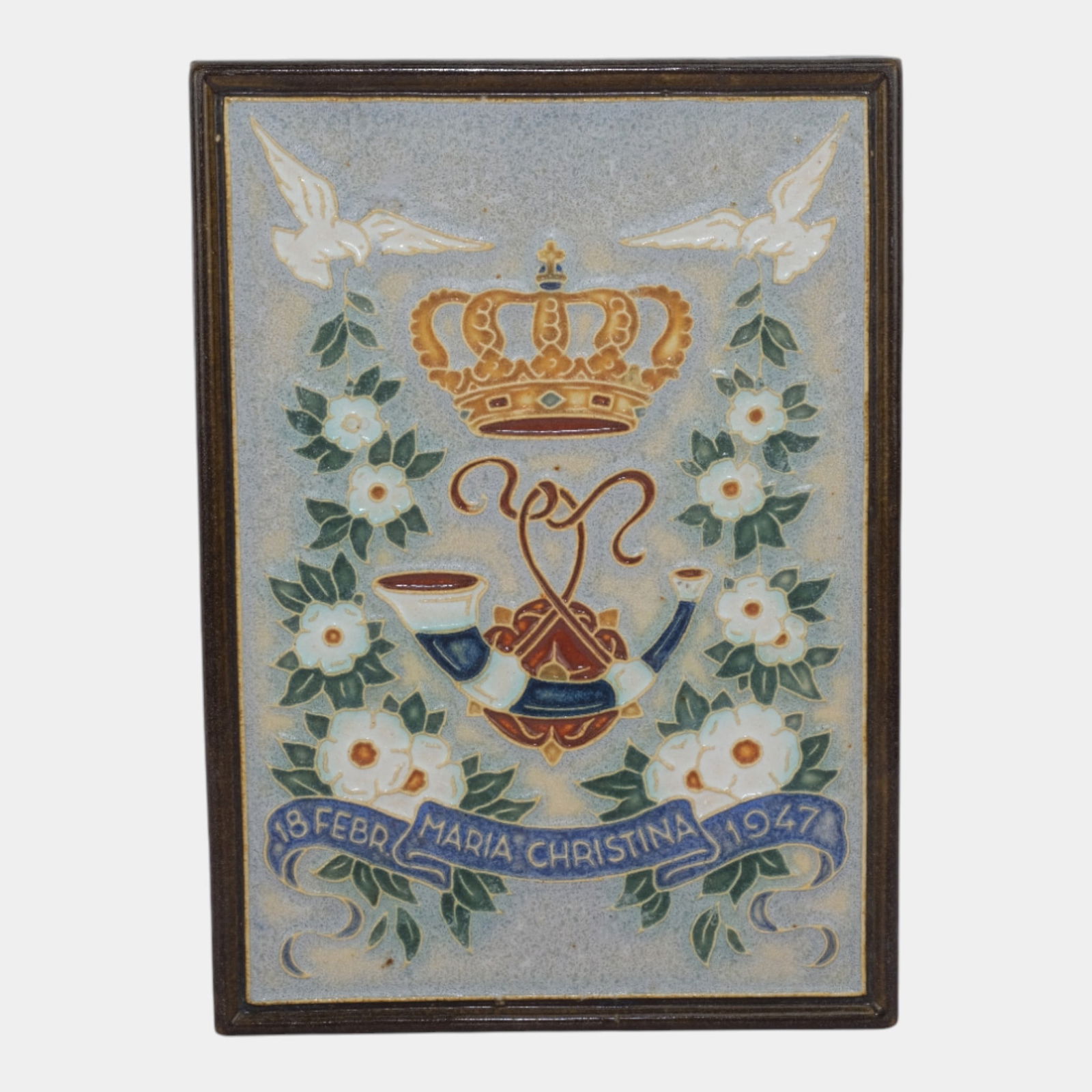 Delft De Porceleyne Fles Holland Pottery 1947 Royal Commemorative Cloisonne Tile: Professional, fast, and affordable in house shipping available for all items. Delft De Porceleyne Fles Holland Pottery 1947 Royal Commemorative Cloisonne Tile Elegantly symbolic and finely enamelled,