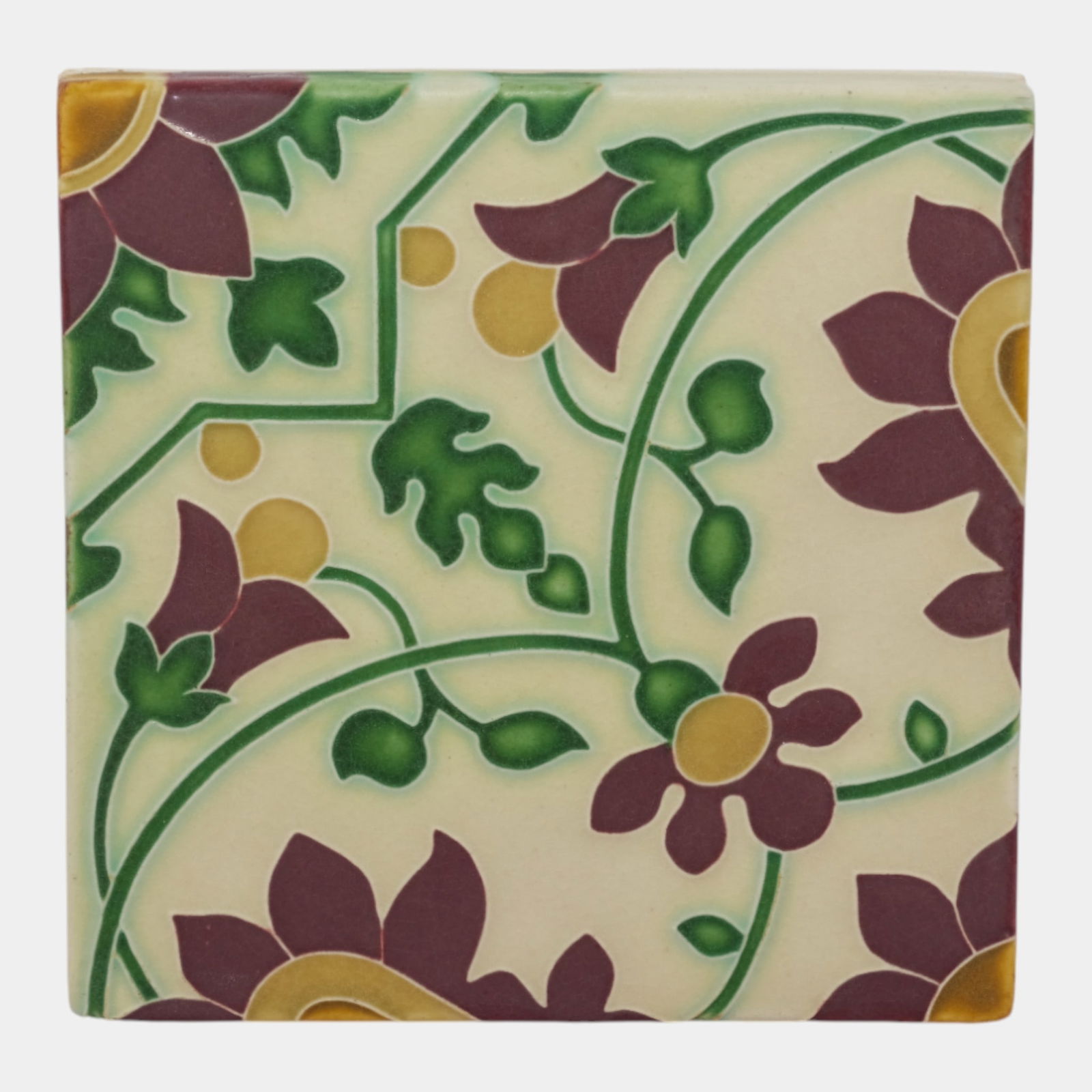 Motawi Tileworks Hand Made Art Pottery Red Floral Tapestry Wallpaper Tile (1 of 3)