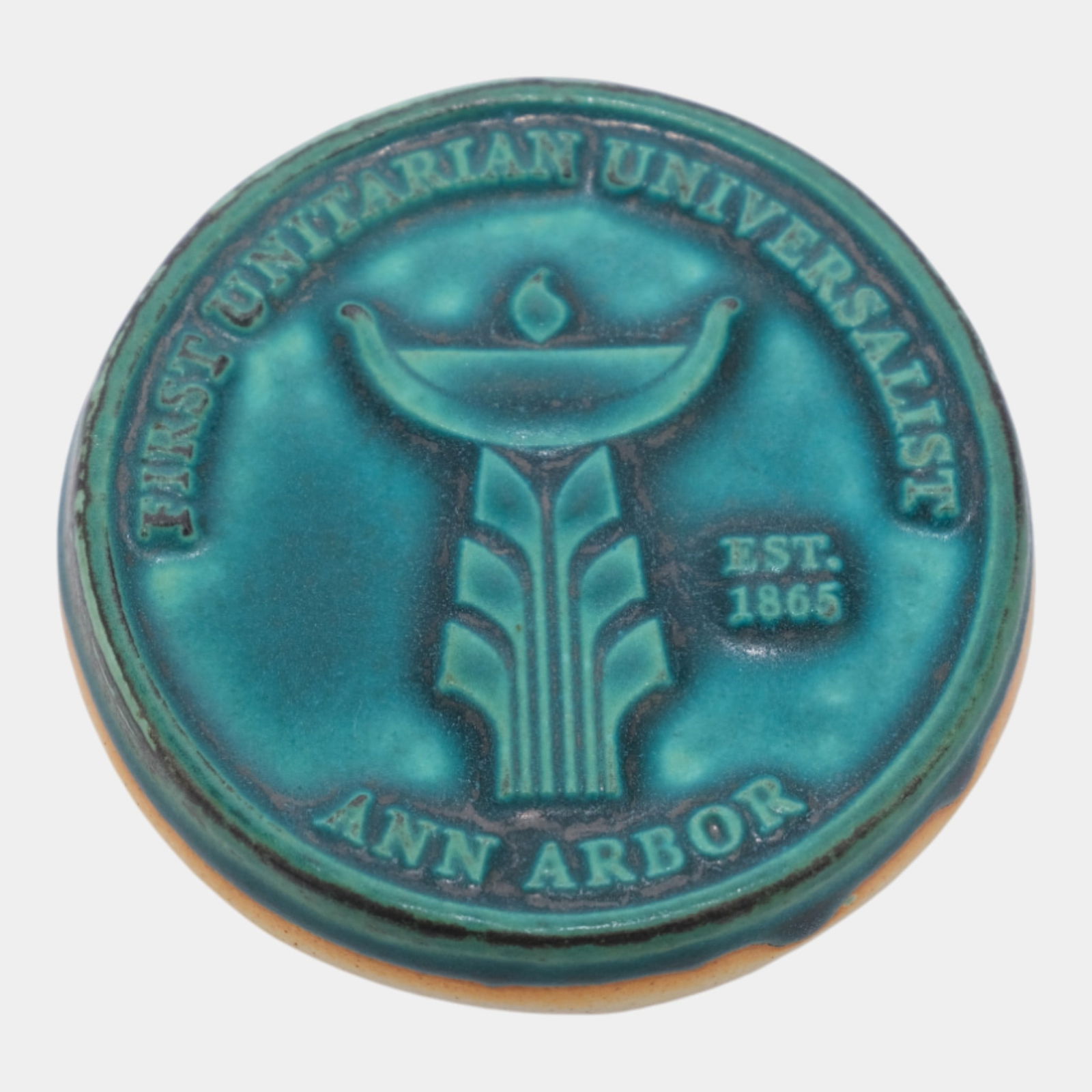 Motawi Tileworks Hand Made Art Pottery Blue Round Universalist Ceramic Tile (1 of 3)