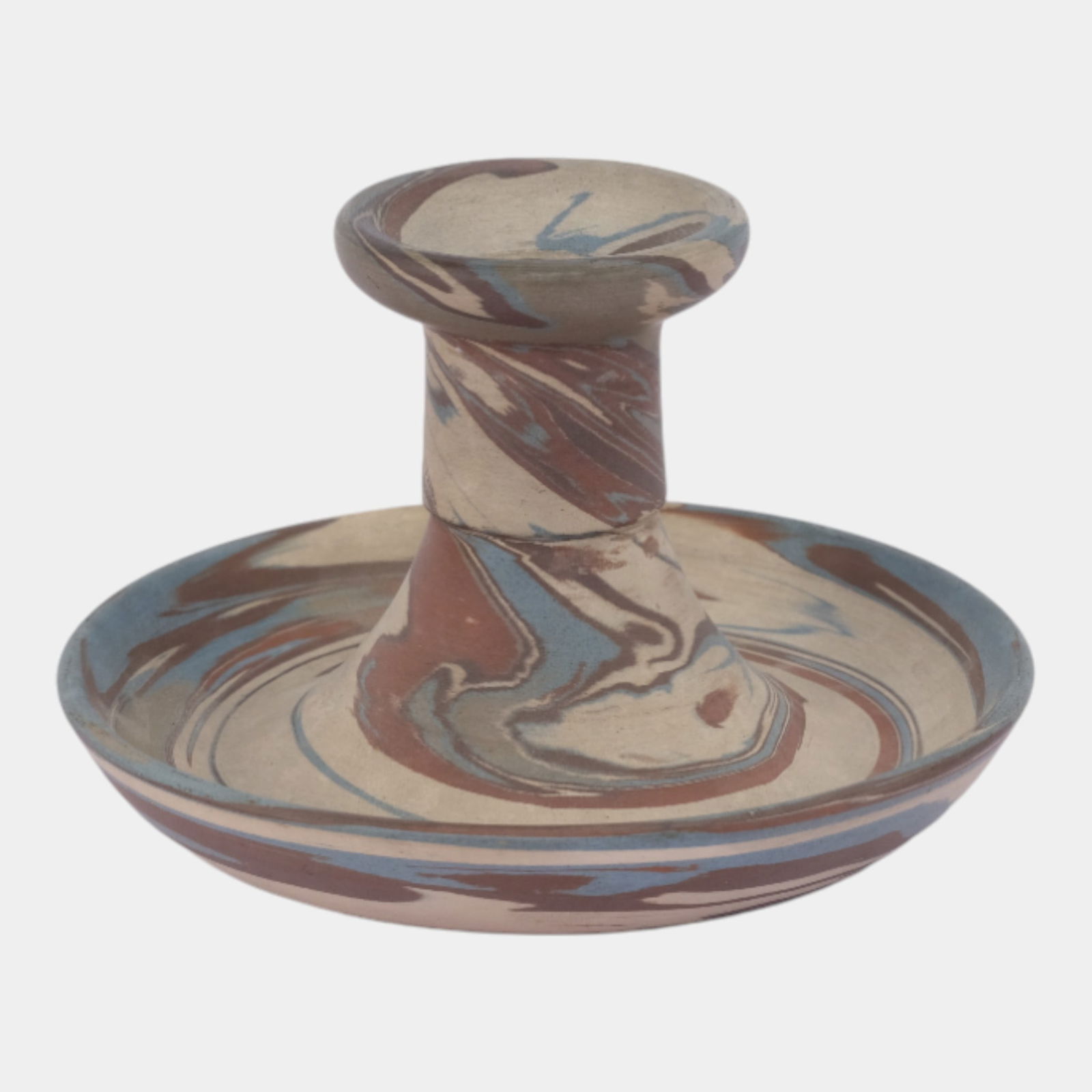Niloak Mineralized Mission Swirl Vintage Hand Made Brown Blue Art Pottery Candleholder: Professional, fast, and affordable in house shipping available for all items. Niloak Mineralized Mission Swirl Vintage Hand Made Brown Blue Art Pottery Candleholder Excellent original condition. No c