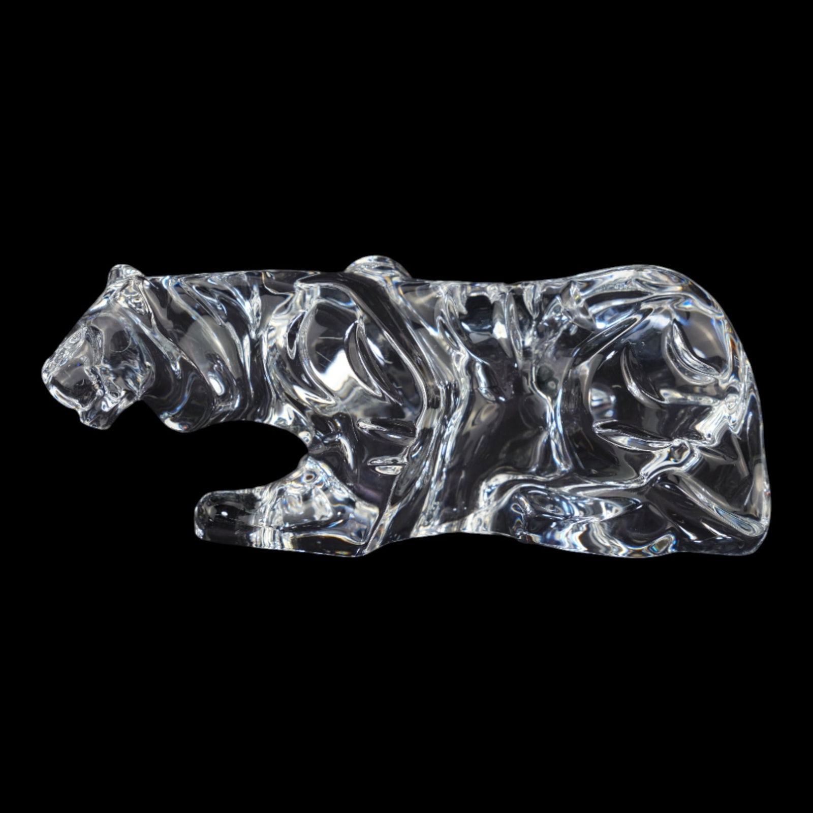 Baccarat French Clear Lead Crystal Crouching Tiger Figural Paperweight (1 of 5)