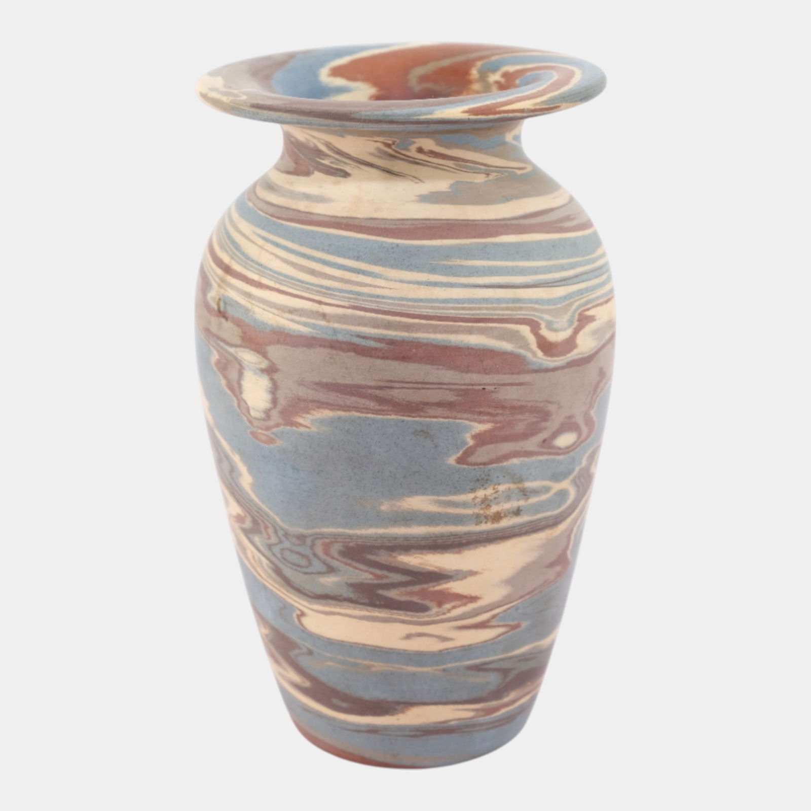 Niloak Mission Swirl Vintage Hand Made Art Pottery Brown Blue 6" Flared Rim Vase (1 of 4)