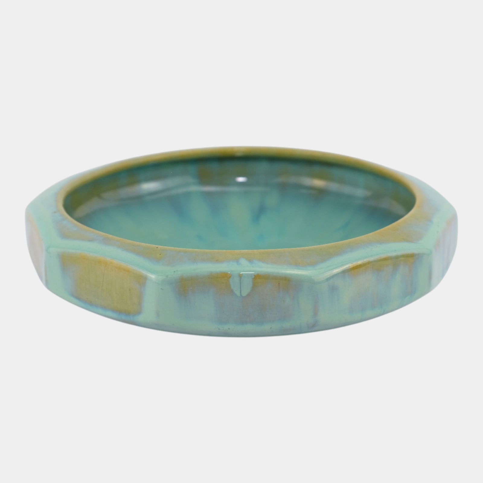 Fulper 1917-34 Arts And Crafts Pottery Yellow Green Ten Sided Ceramic Bowl 455: Professional, fast, and affordable in house shipping available for all items. Fulper 1917-34 Arts And Crafts Pottery Yellow Green Ten Sided Ceramic Bowl 455 Good sized arts and crafts ten sided decag