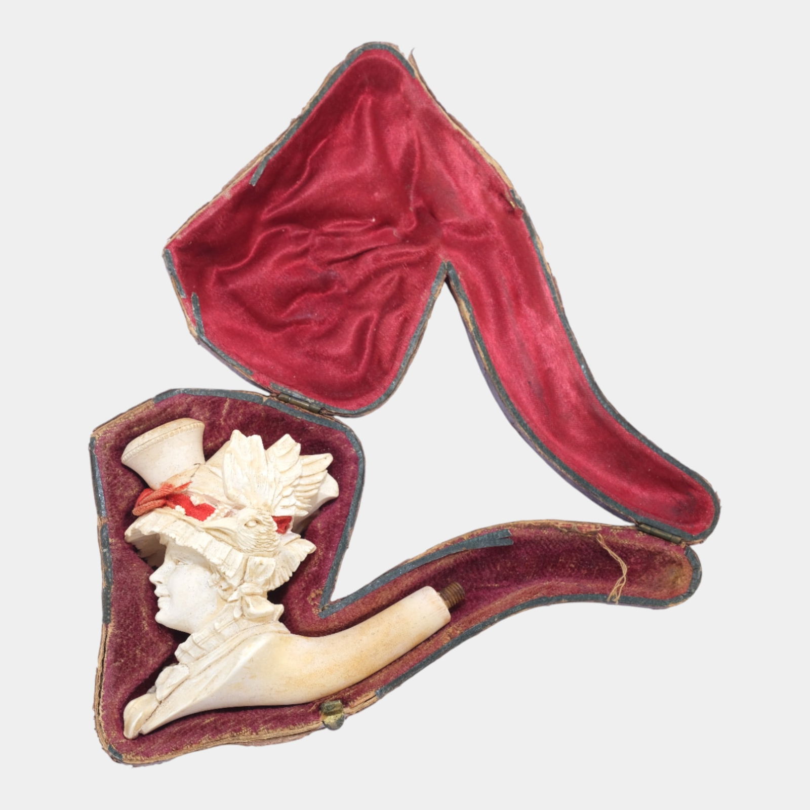 Late 19th Century European Victorian Woman Meerschaum Carved Pipe With Case (1 of 3)