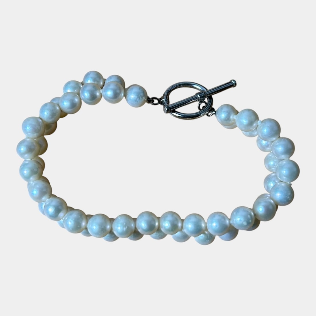 Imperial Pearl Syndicate IPS Sterling Silver Double Strand Iridescent Pearl Bracelet (1 of 3)