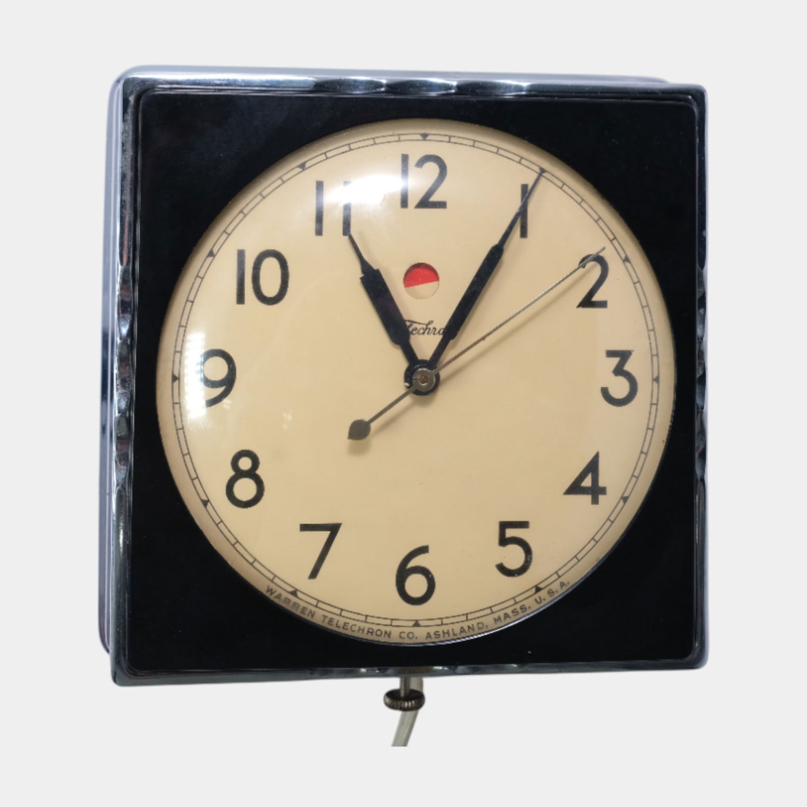Telechron General Electric 1930s Art Deco Black & Chrome Electric Wall Clock (1 of 7)