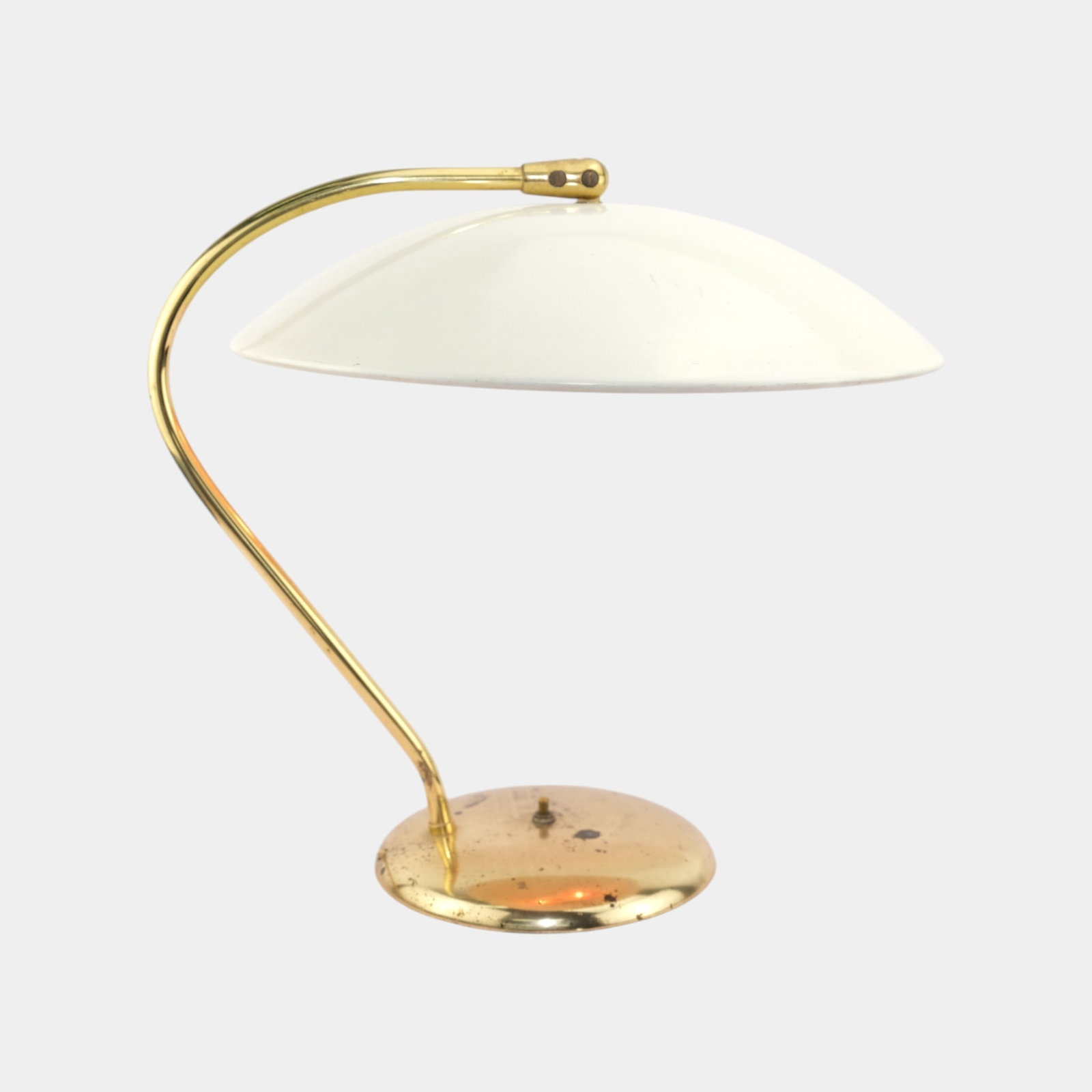 Gerald Thurston For Lightolier 1950s Brass Center Mounted Shade Desk Lamp (1 of 6)
