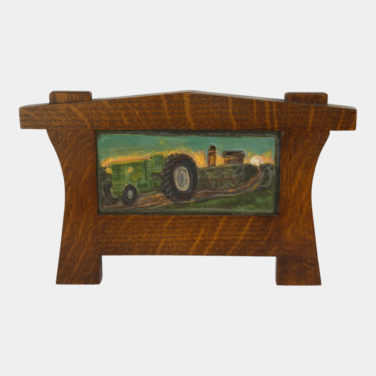 Ephraim Faience 2003 Arts And Crafts Framed "Down on the Farm" Art Pottery Tile (1 of 2)