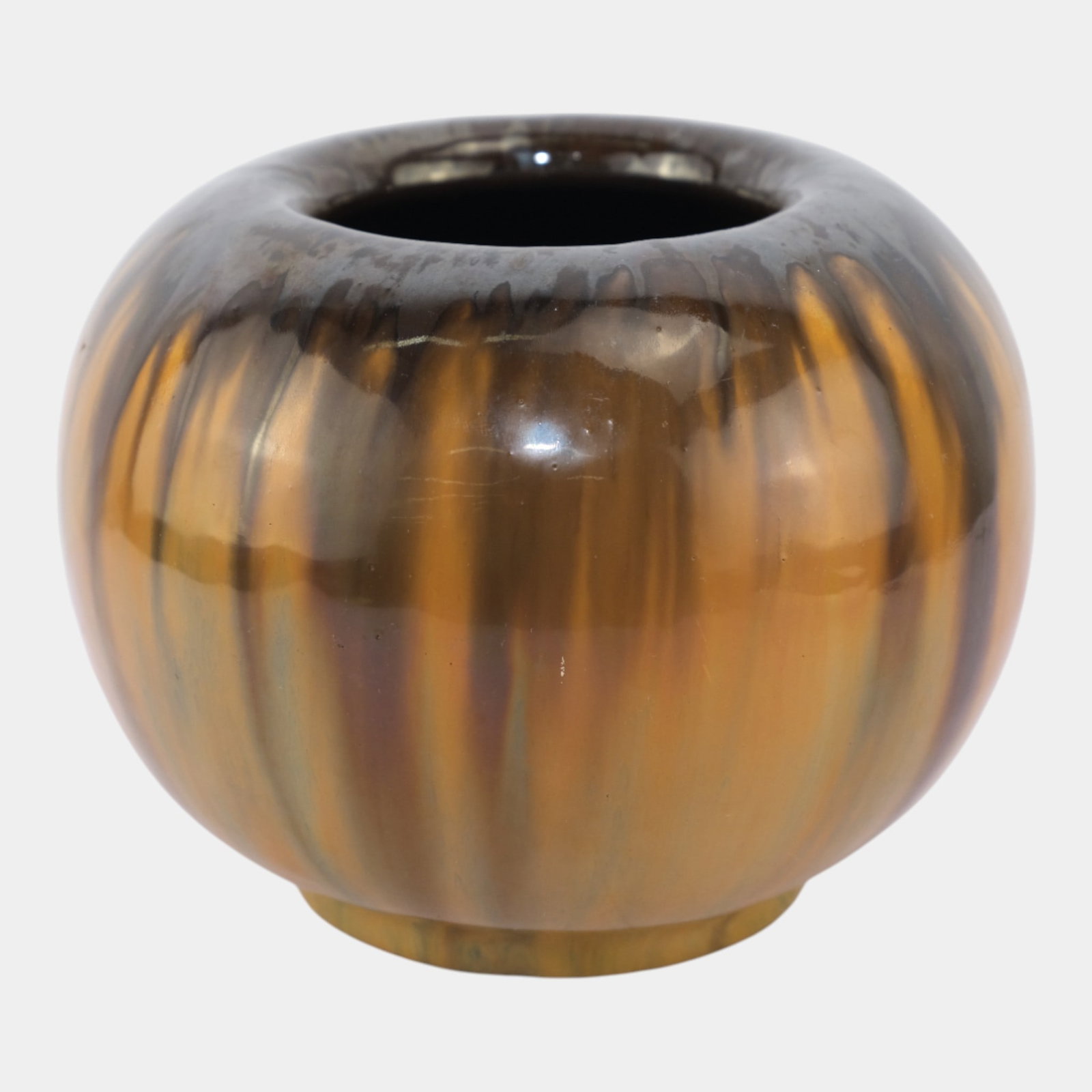 Fulper 1909-1916 Arts & Crafts Pottery Crystalline Black Butterscotch Tan Edam Vase 61 (1 of 6)