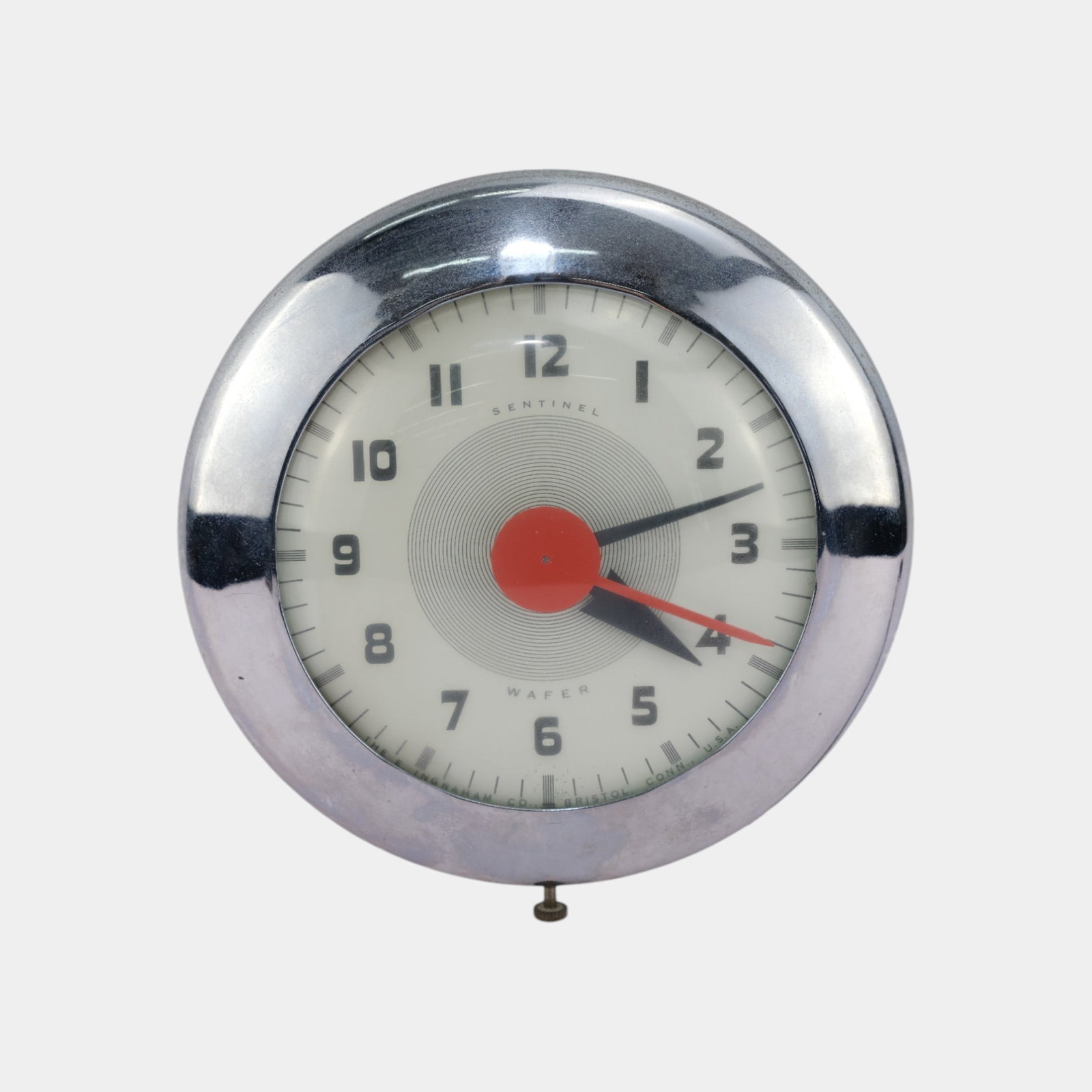 Henry Dreyfuss For E. Ingraham Co. Mid Century Chrome Sentinel Wafer Electric Clock: We offer affordable in-house shipping on all items. Henry Dreyfuss For E. Ingraham Co. Mid Century Chrome Sentinel Wafer Electric Clock Boldly modern and crisply geometric, this Mid-Century chrome Se