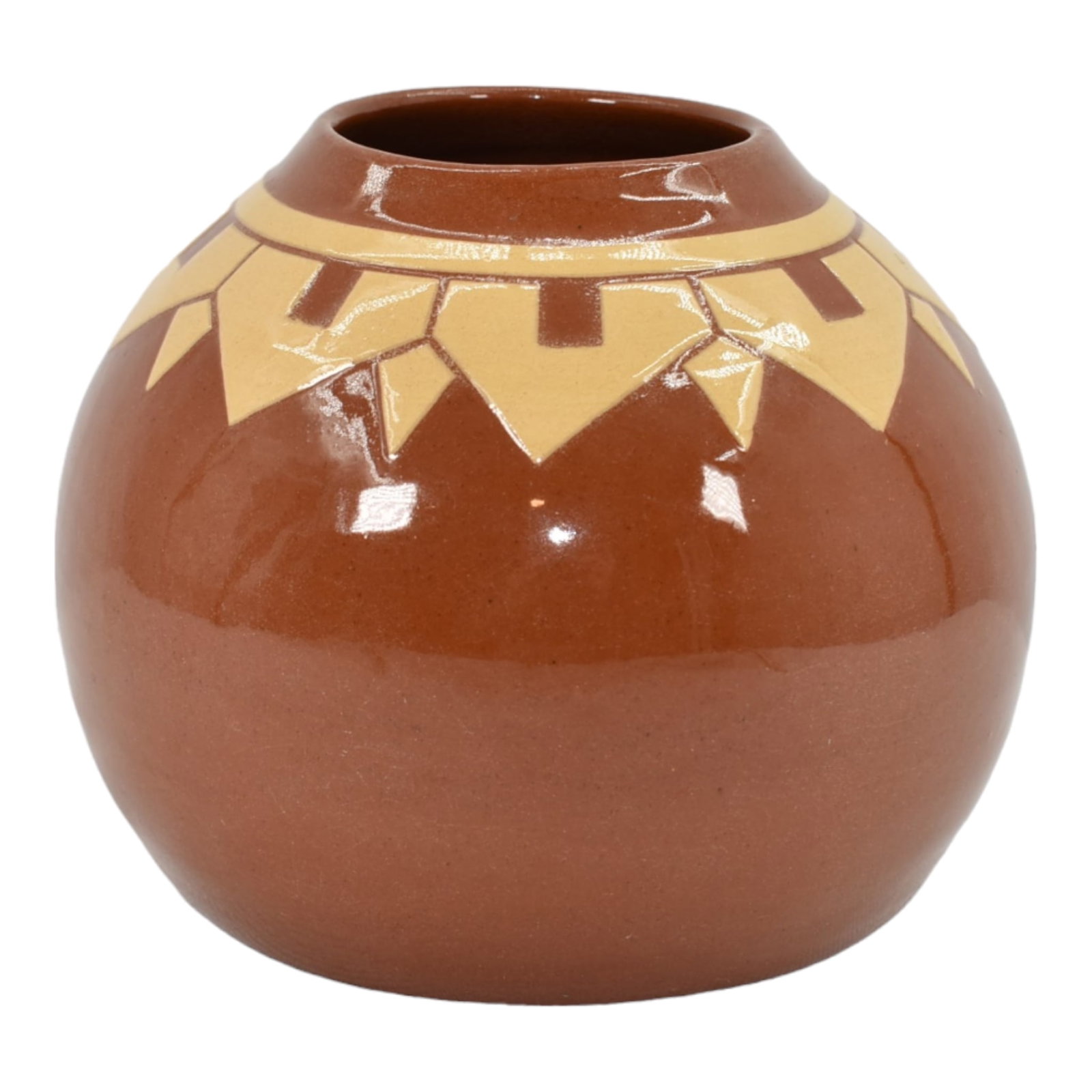 Pine Ridge Sioux Dakota Pottery Hand Made Geometric Design Bulbous Vase Irving (1 of 6)