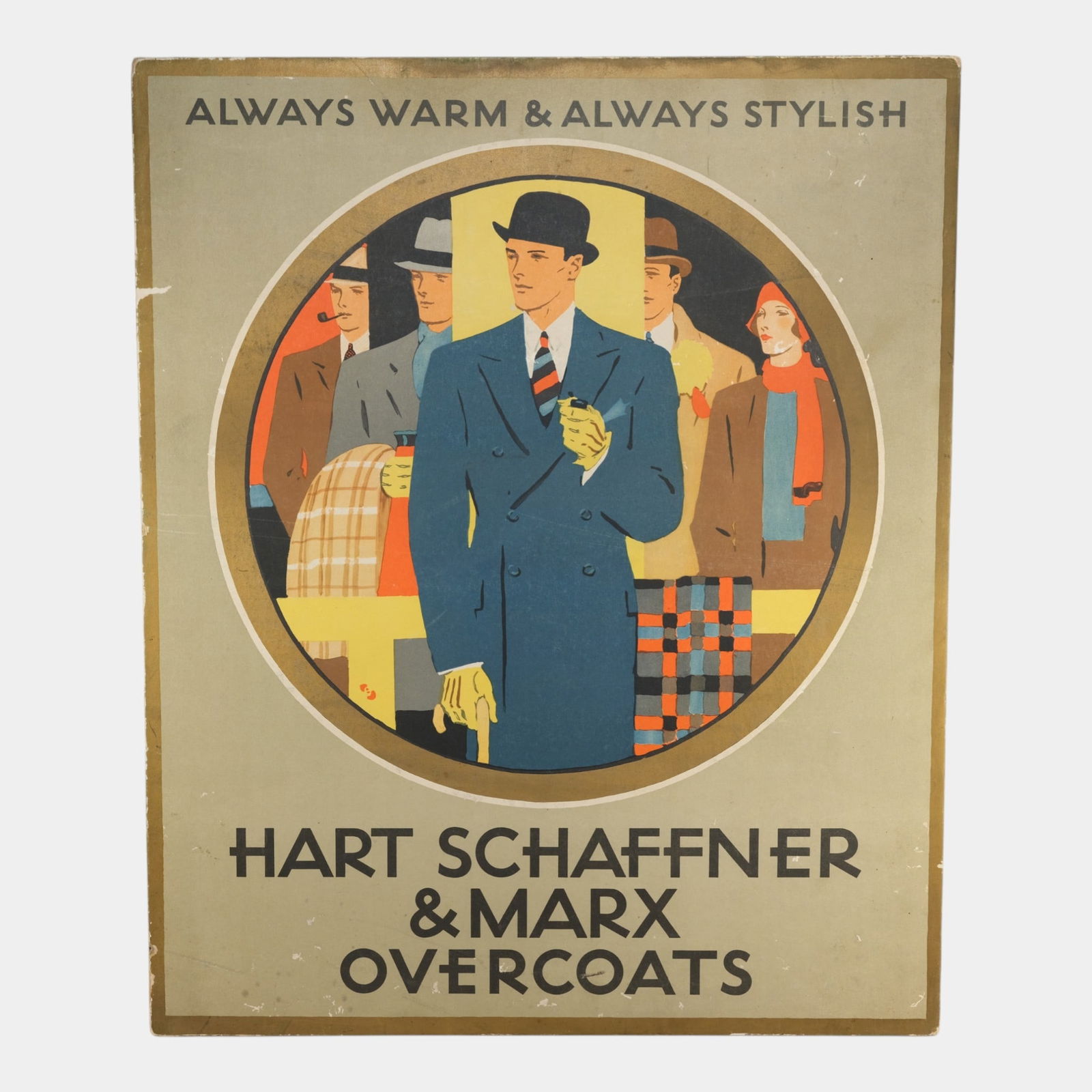 Hart Schaffner & Marx Clothing 1930s Framed Store Overcoats Advertising Poster (1 of 6)