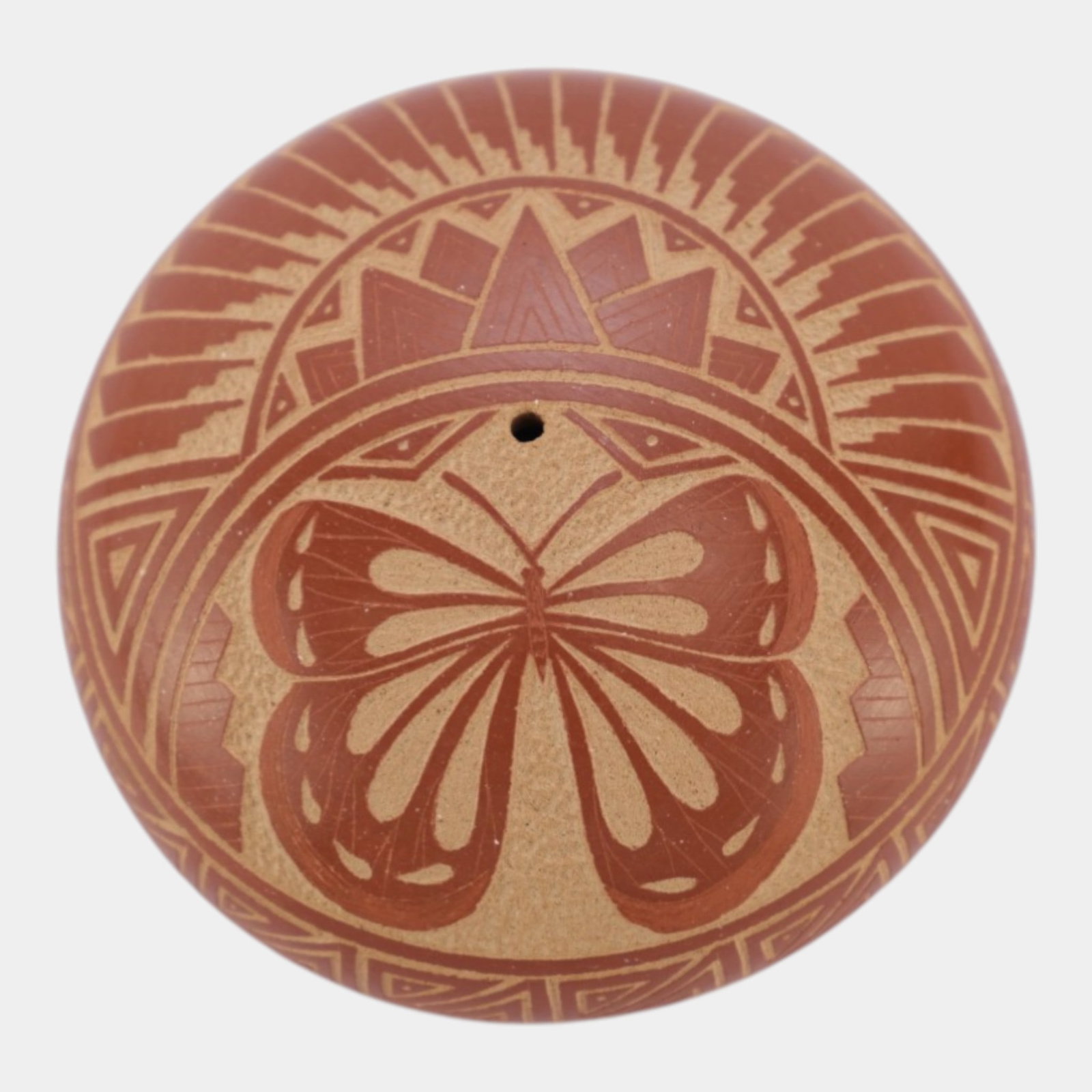 Dennis Daubs Jemez Pueblo Native American Sgraffito Pottery Sunrise Butterfly Seed Pot: We offer affordable in-house shipping on all items. Dennis Daubs Jemez Pueblo Native American Sgraffito Pottery Sunrise Butterfly Seed Pot Nice form with great color and glaze. Excellent original con
