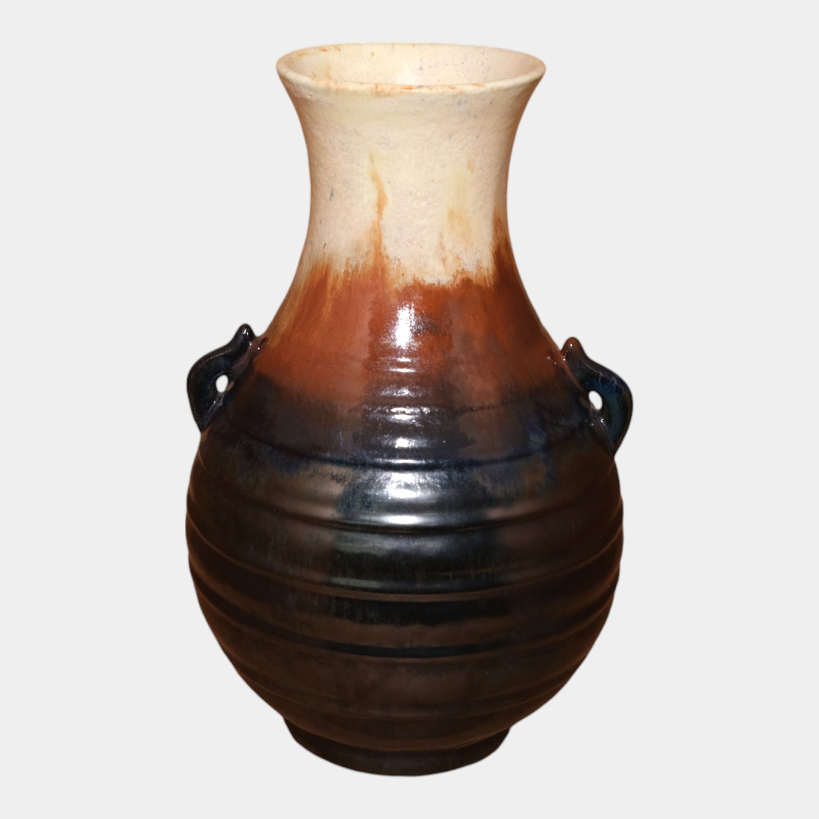 Fulper 1909-1917 Arts And Crafts Pottery Brown Black Flambe Handled Vase 610 (1 of 6)