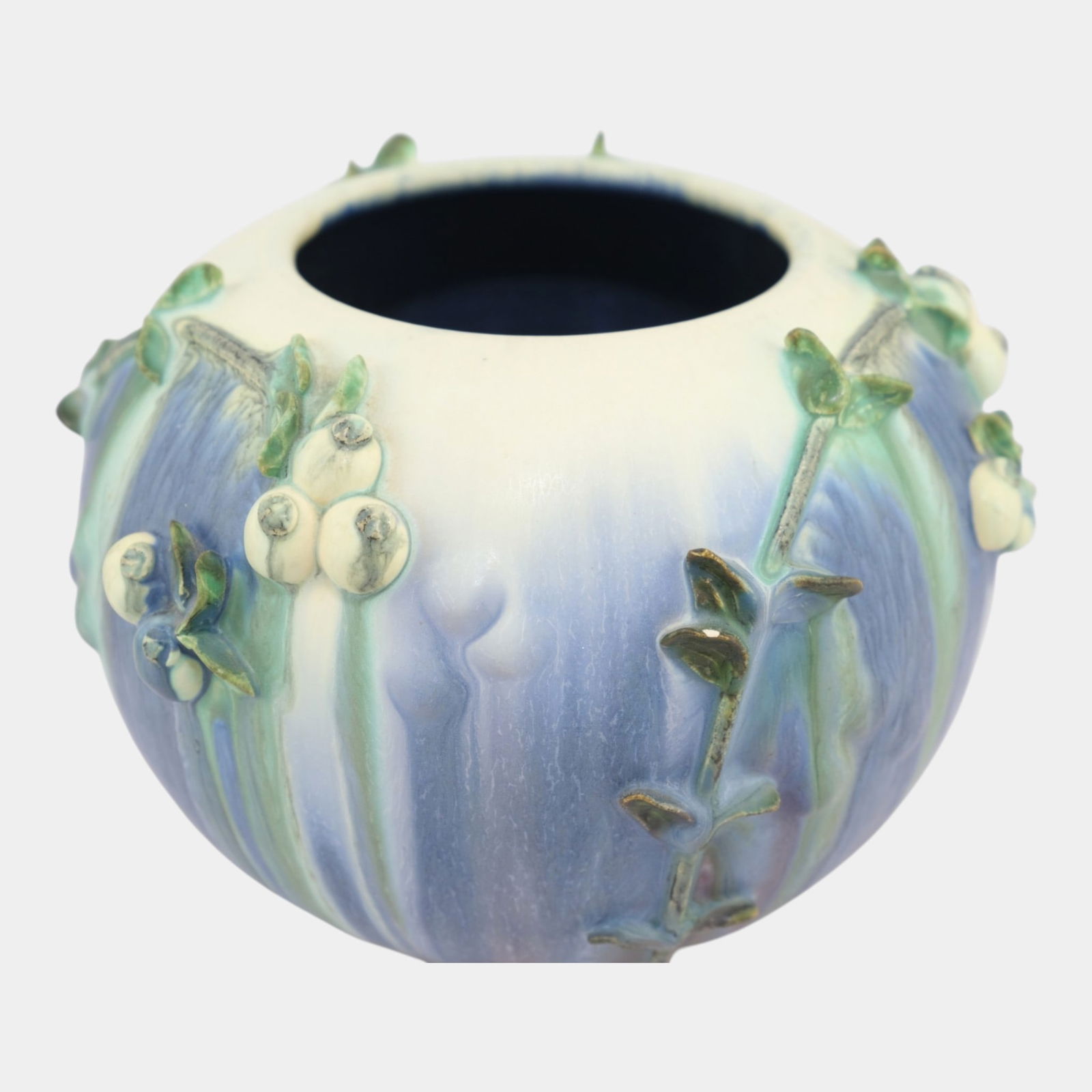 Ephraim Faience 2006 Experimental Hand Made Art Pottery Snowberry Blue Ceramic Vase 641 (1 of 7)