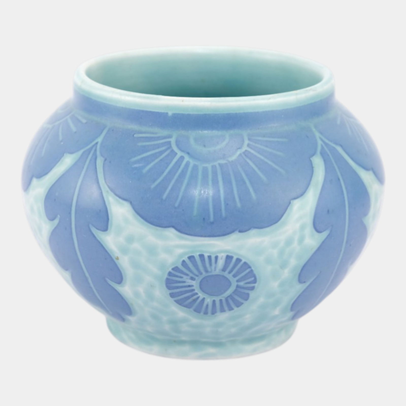 Josef Ekberg For Gustavsberg 1922 Swedish Art Pottery Blue Floral Bulbous Vase 289 (1 of 6)